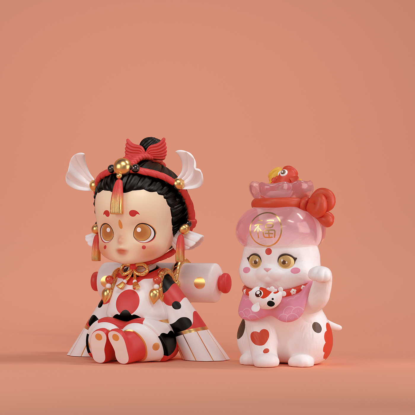 koi，cat，artfigure，Cartoon characters，Character image，
