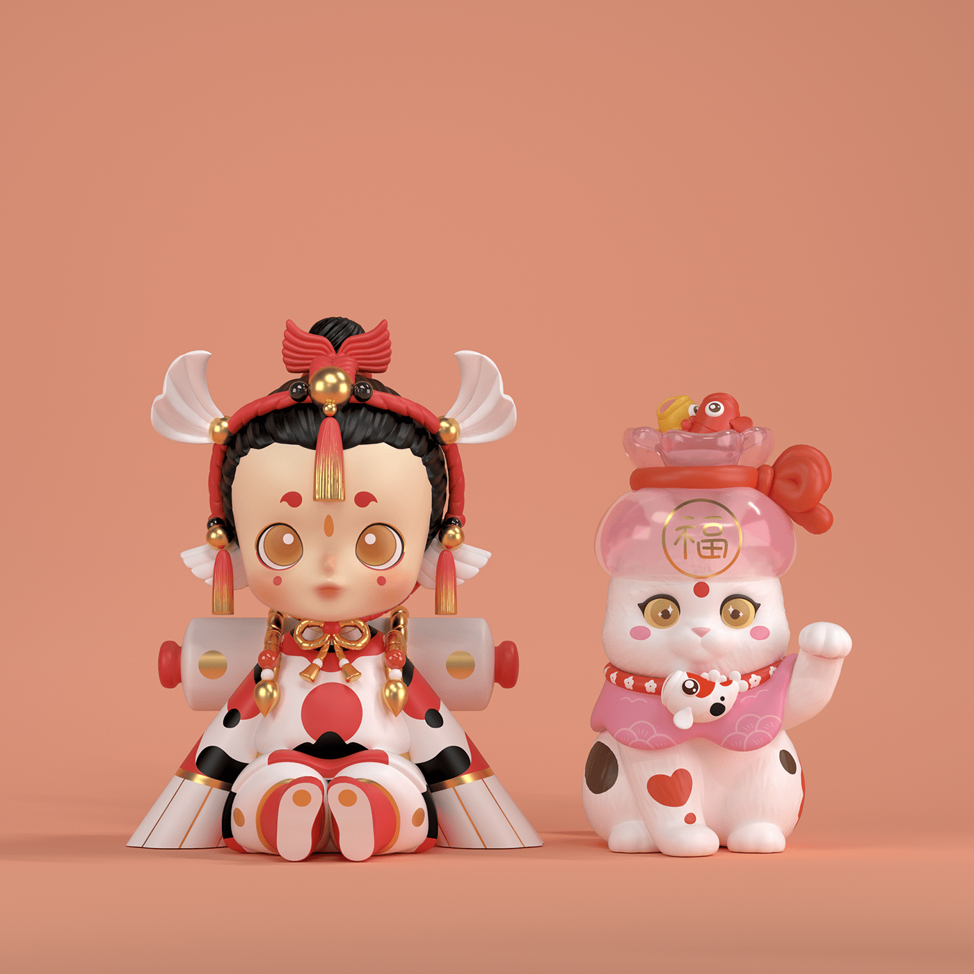 koi，cat，artfigure，Cartoon characters，Character image，