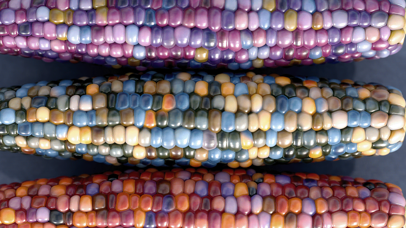 Rainbow corn，Glass，gemstone，modeling，Render，