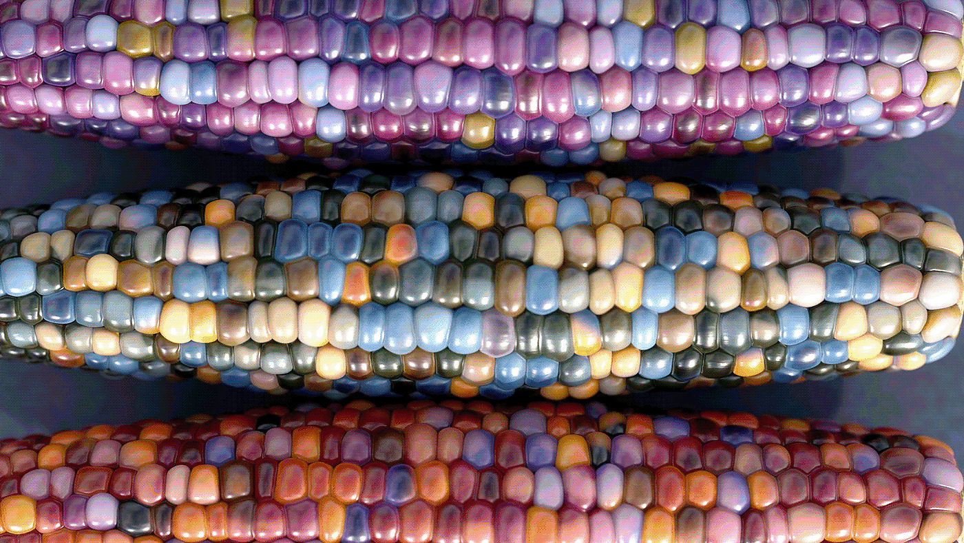 Rainbow corn，Glass，gemstone，modeling，Render，