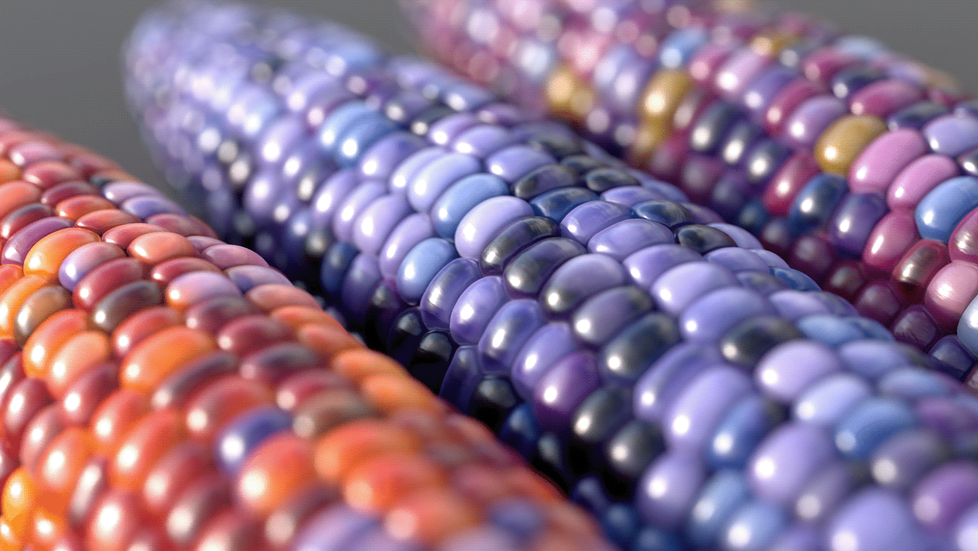 Rainbow corn，Glass，gemstone，modeling，Render，