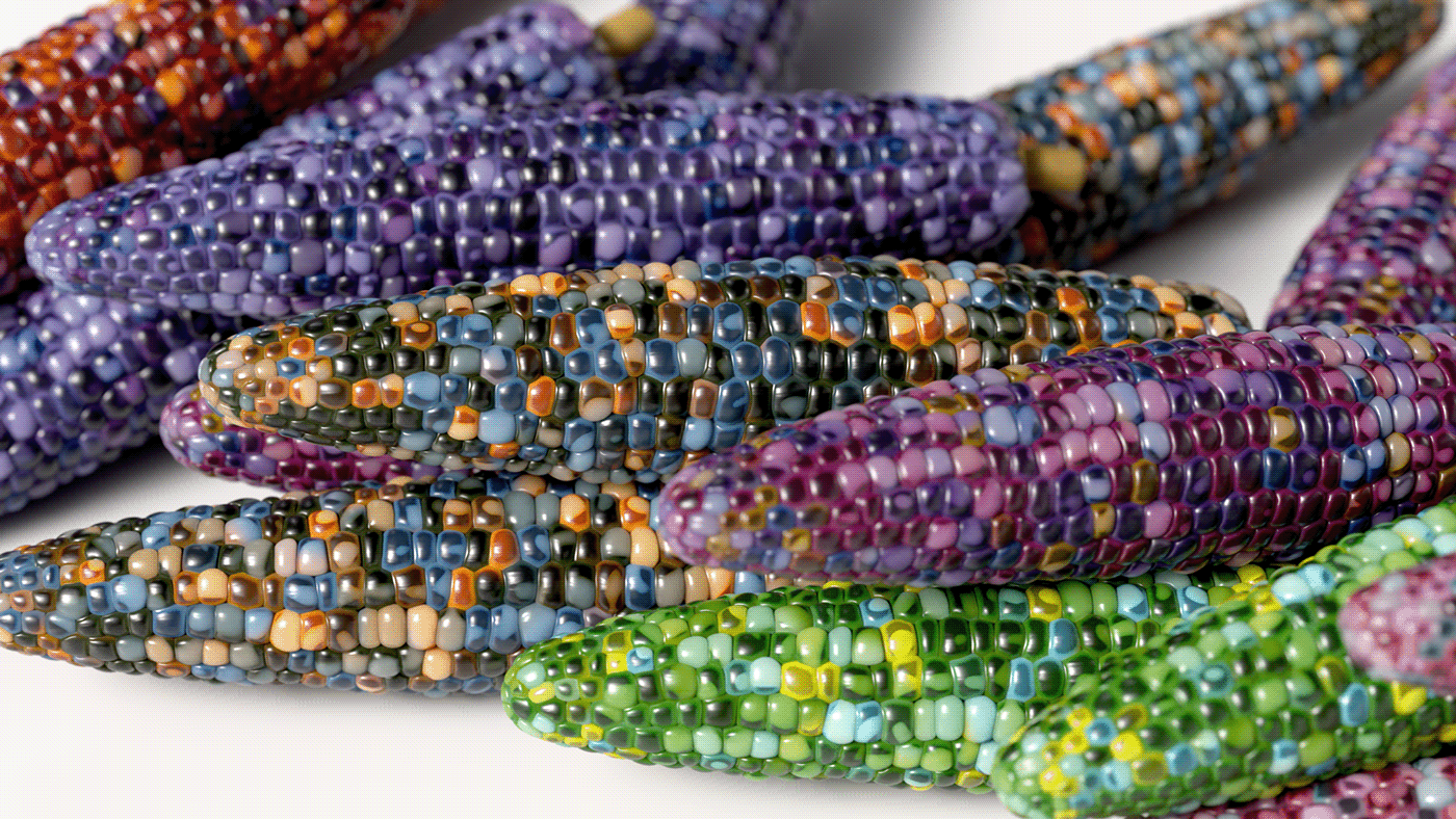Rainbow corn，Glass，gemstone，modeling，Render，