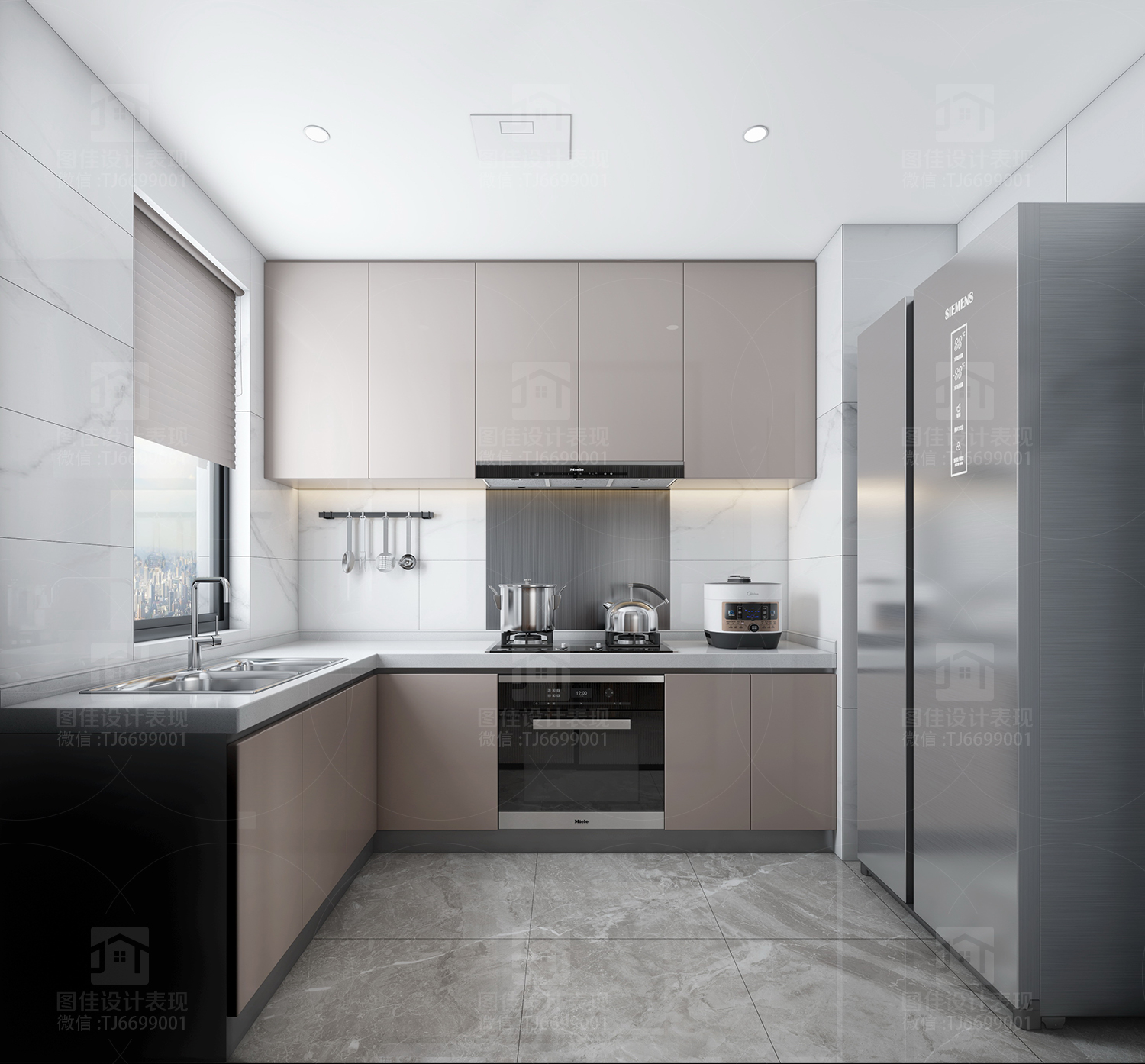 a living room，restaurant，kitchen，Modern style，Northern Europe，