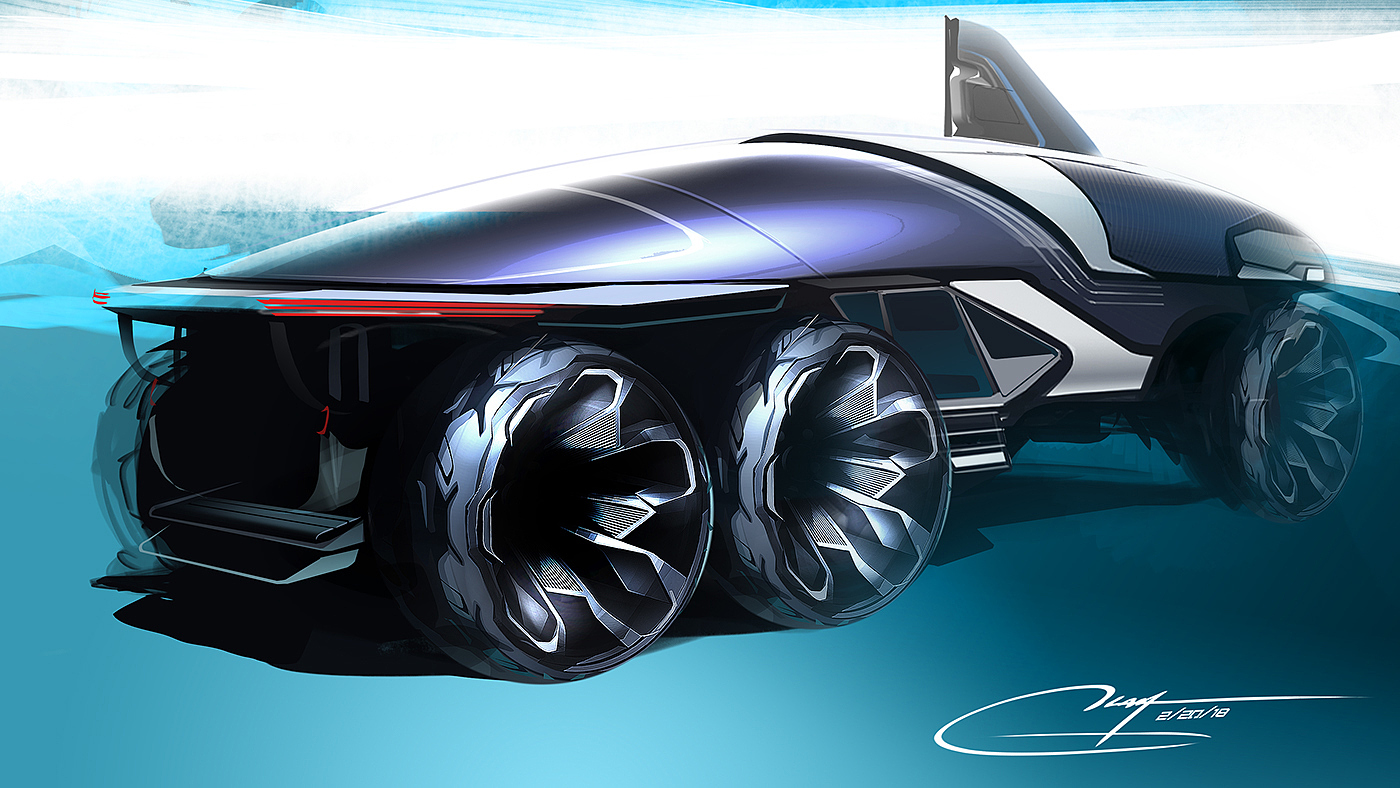 Hand drawn car，sketch，draft，VISCOM，Visual communication，design sketch，ps，