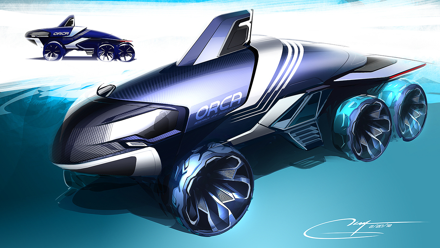 Hand drawn car，sketch，draft，VISCOM，Visual communication，design sketch，ps，