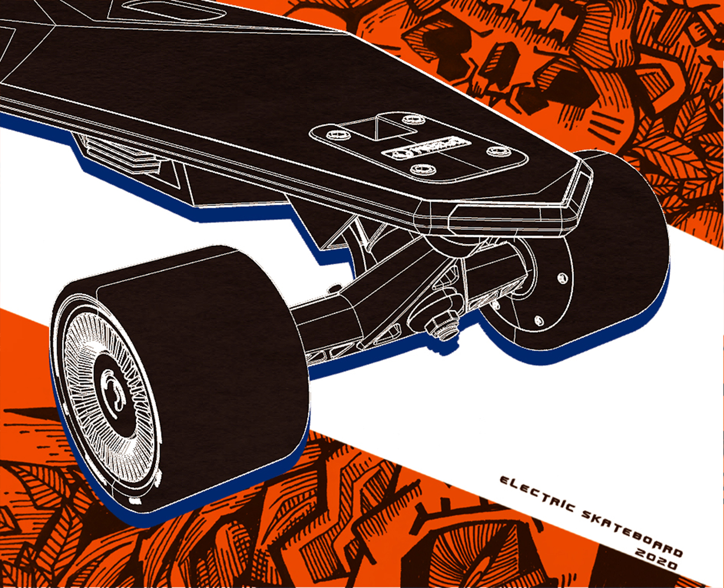 Four-wheel electric skateboard，Short-distance transportation tool，Skate，