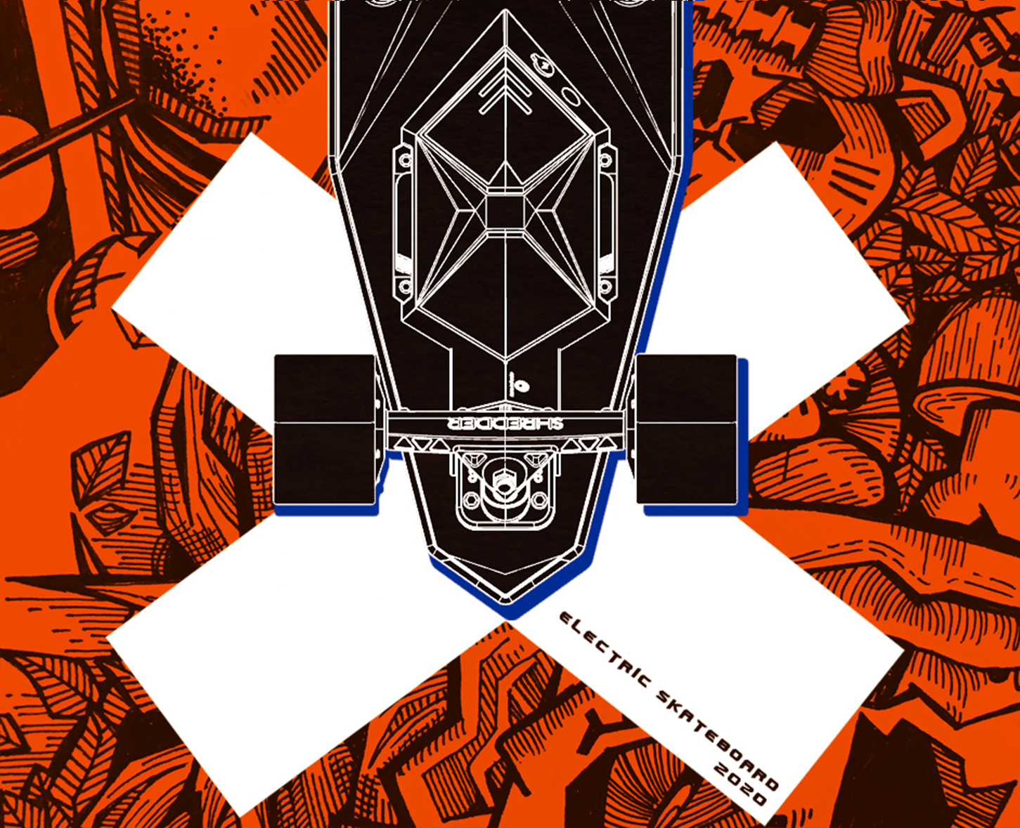 Four-wheel electric skateboard，Short-distance transportation tool，Skate，