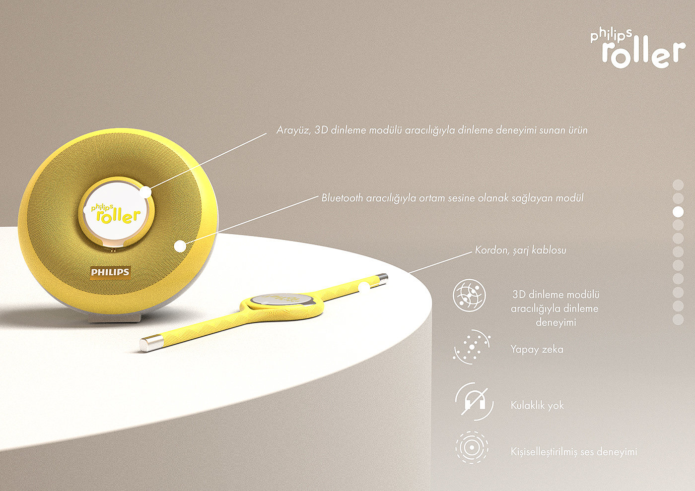 Philips，Roller speaker，product design，Redesign，Ultrasonic sound wave，The Roller，