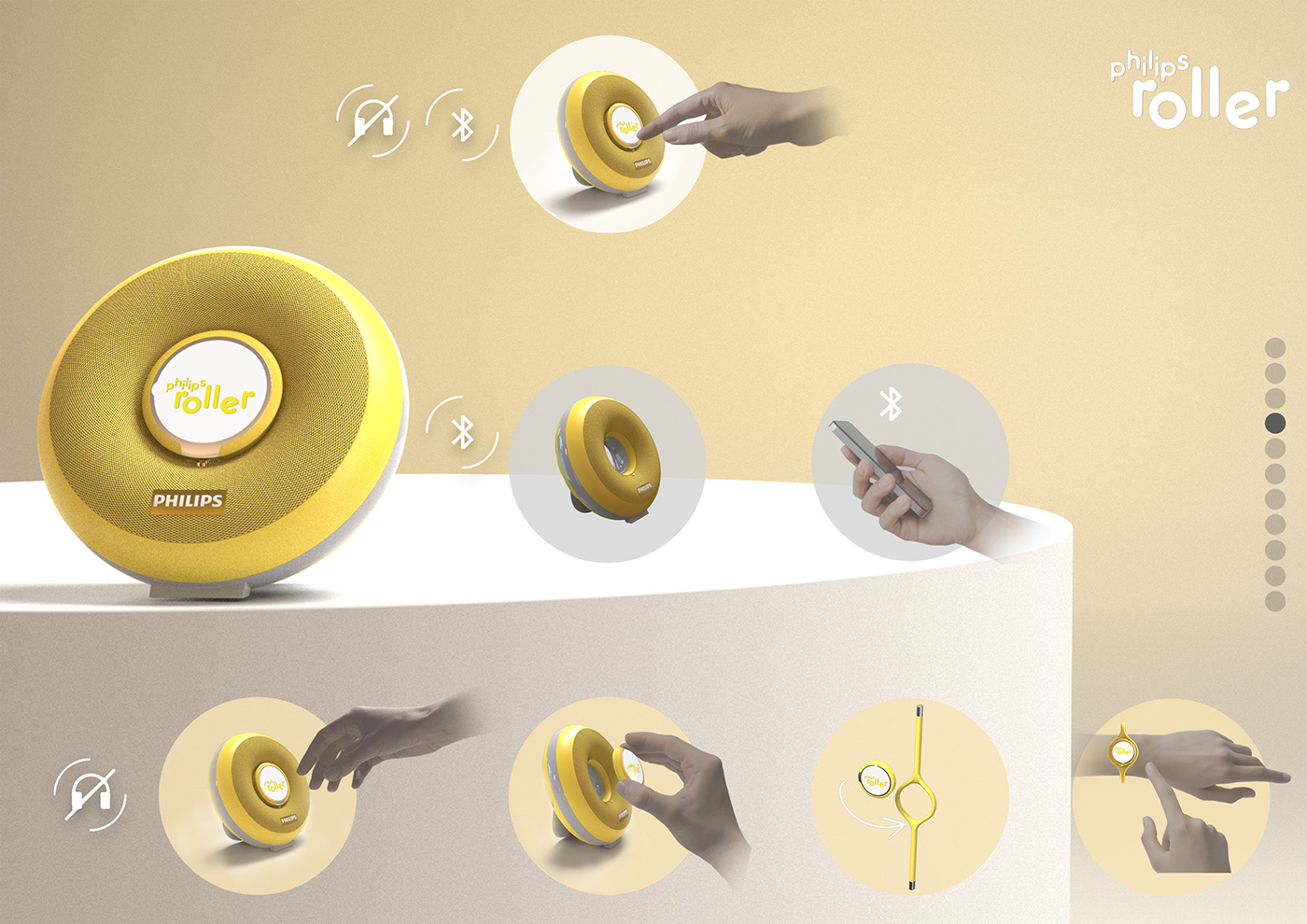 Philips，Roller speaker，product design，Redesign，Ultrasonic sound wave，The Roller，