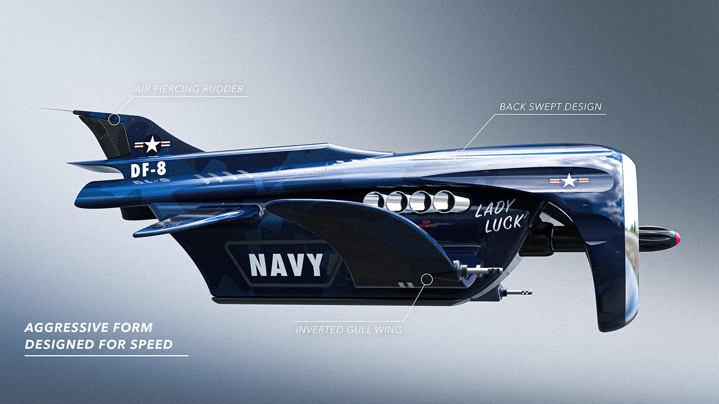 Alex Weber，DF-8 UAV Fighter，Streamlined design，f4u pirate ship，