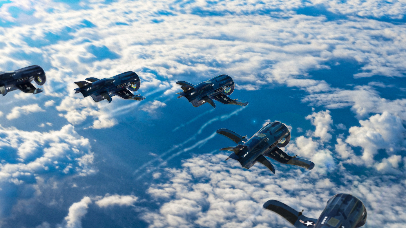 Alex Weber，DF-8 UAV Fighter，Streamlined design，f4u pirate ship，