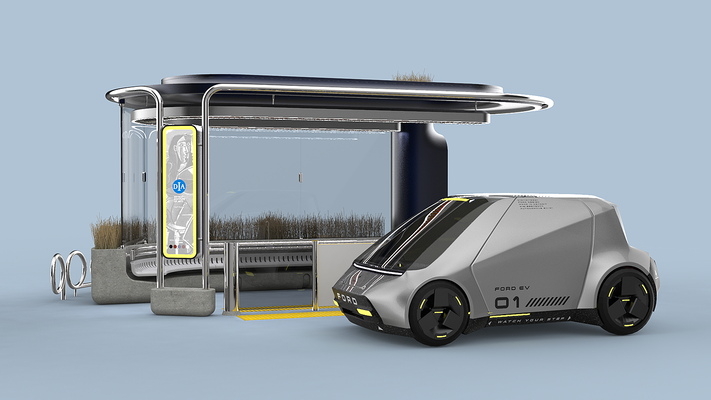 Nick Greca，Detroit Transportation，Intelligent design，Autopilot，bus station，conceptual design，