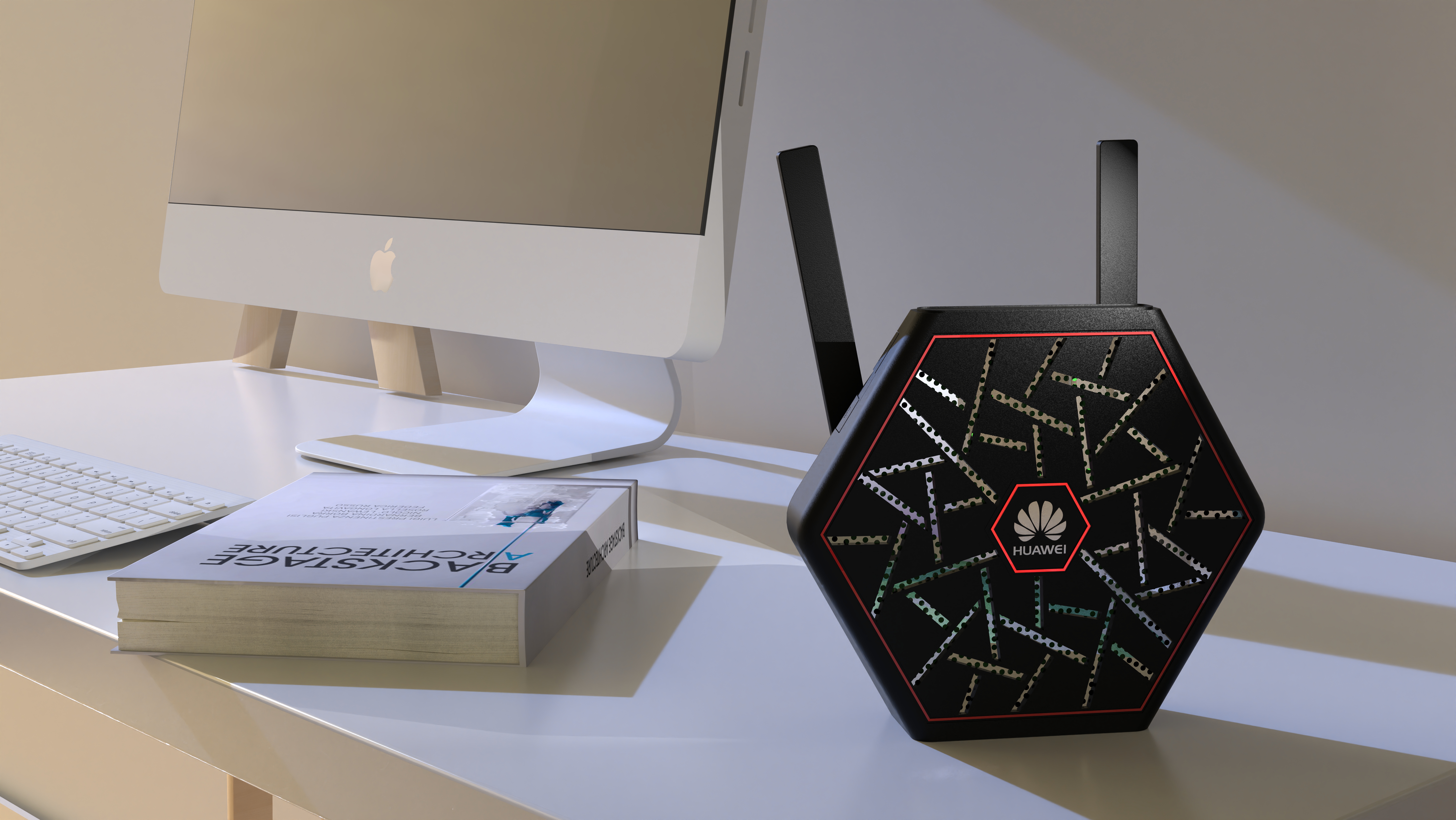 Huawei，Router，Chinese lattice window，Hexagonal ice crack，