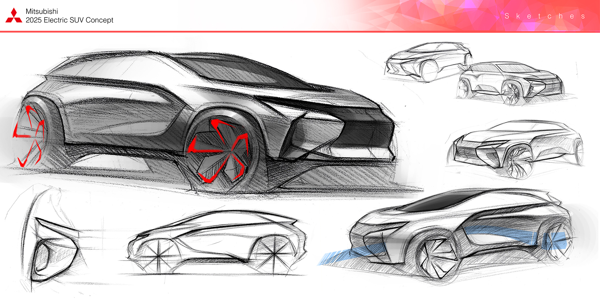 draft，Hand drawn，conceptual design，suv，electric vehicle，Mitsubishi，Mitsubishi，love，interactive，communicate，