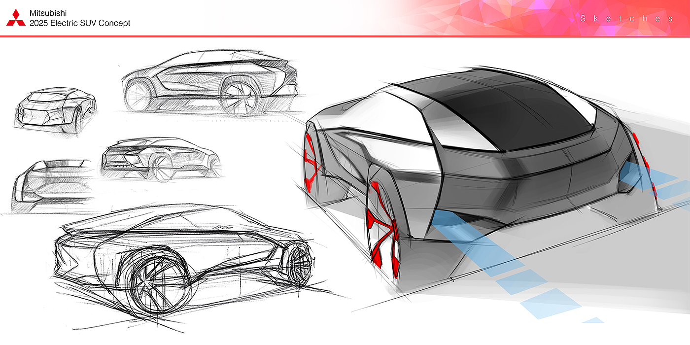 draft，Hand drawn，conceptual design，suv，electric vehicle，Mitsubishi，Mitsubishi，love，interactive，communicate，