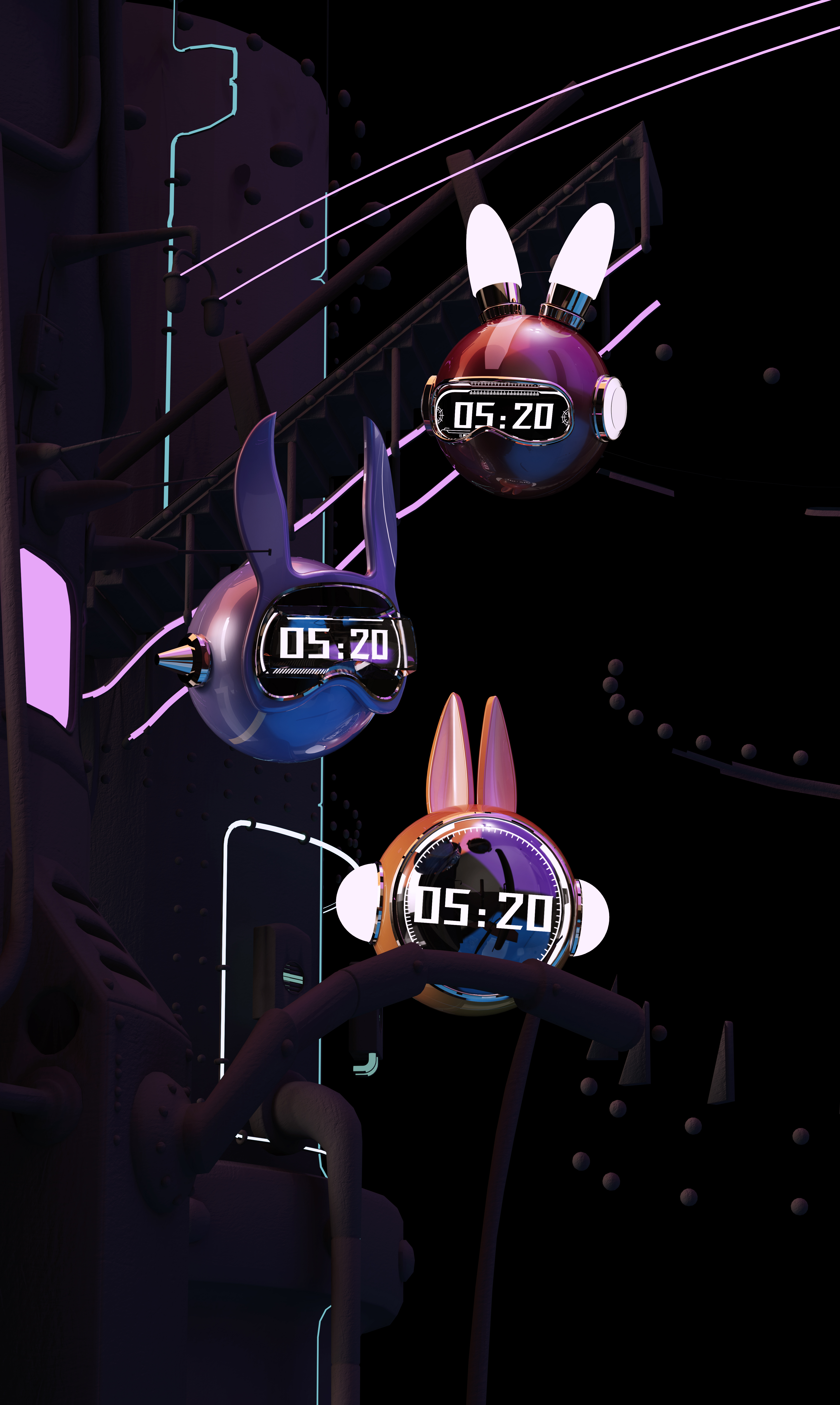 alarm clock，Product design，Night light，Home appliance design，industrial design，Tide play，Cyberpunk，interstellar，