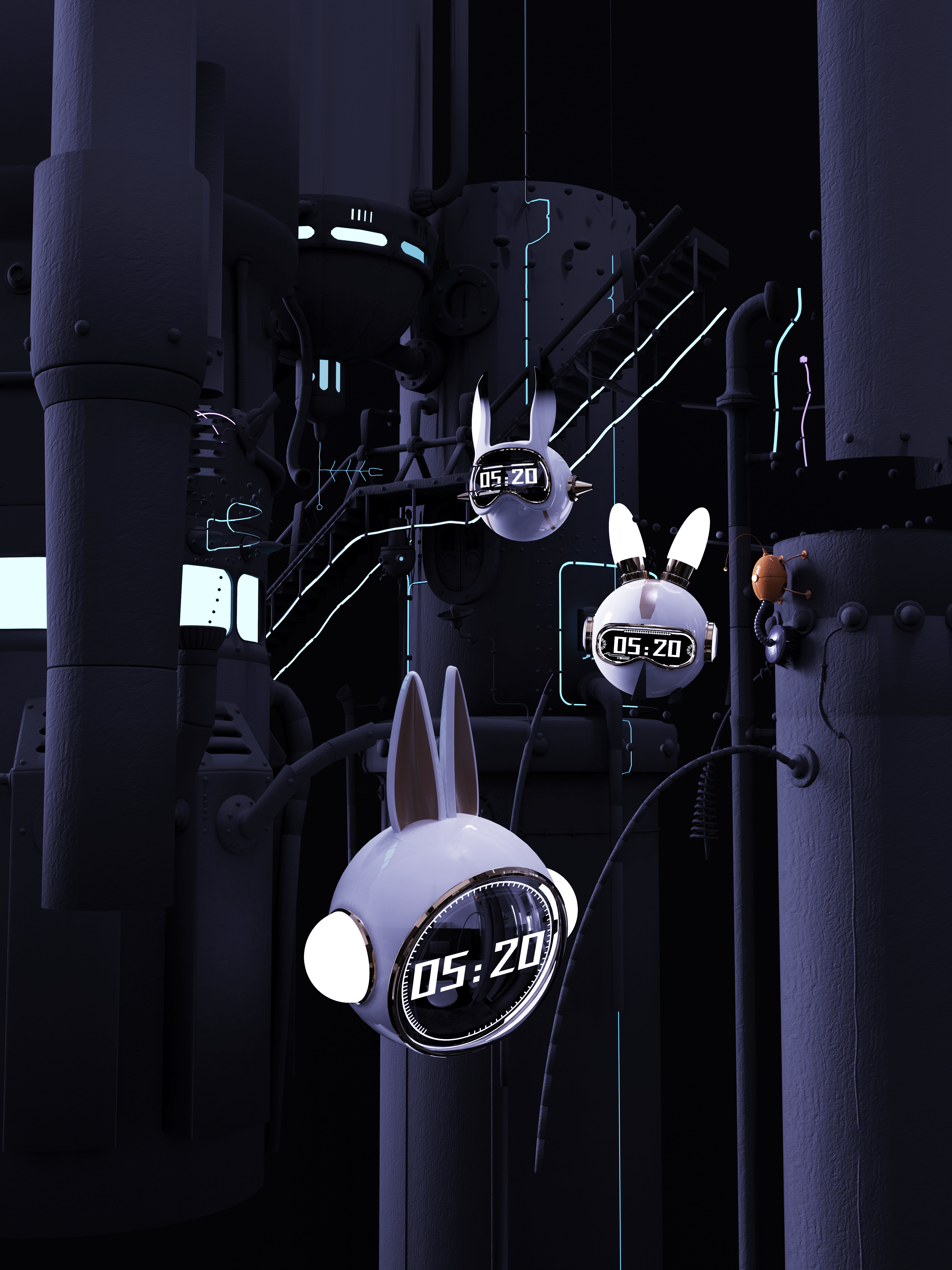 alarm clock，Product design，Night light，Home appliance design，industrial design，Tide play，Cyberpunk，interstellar，