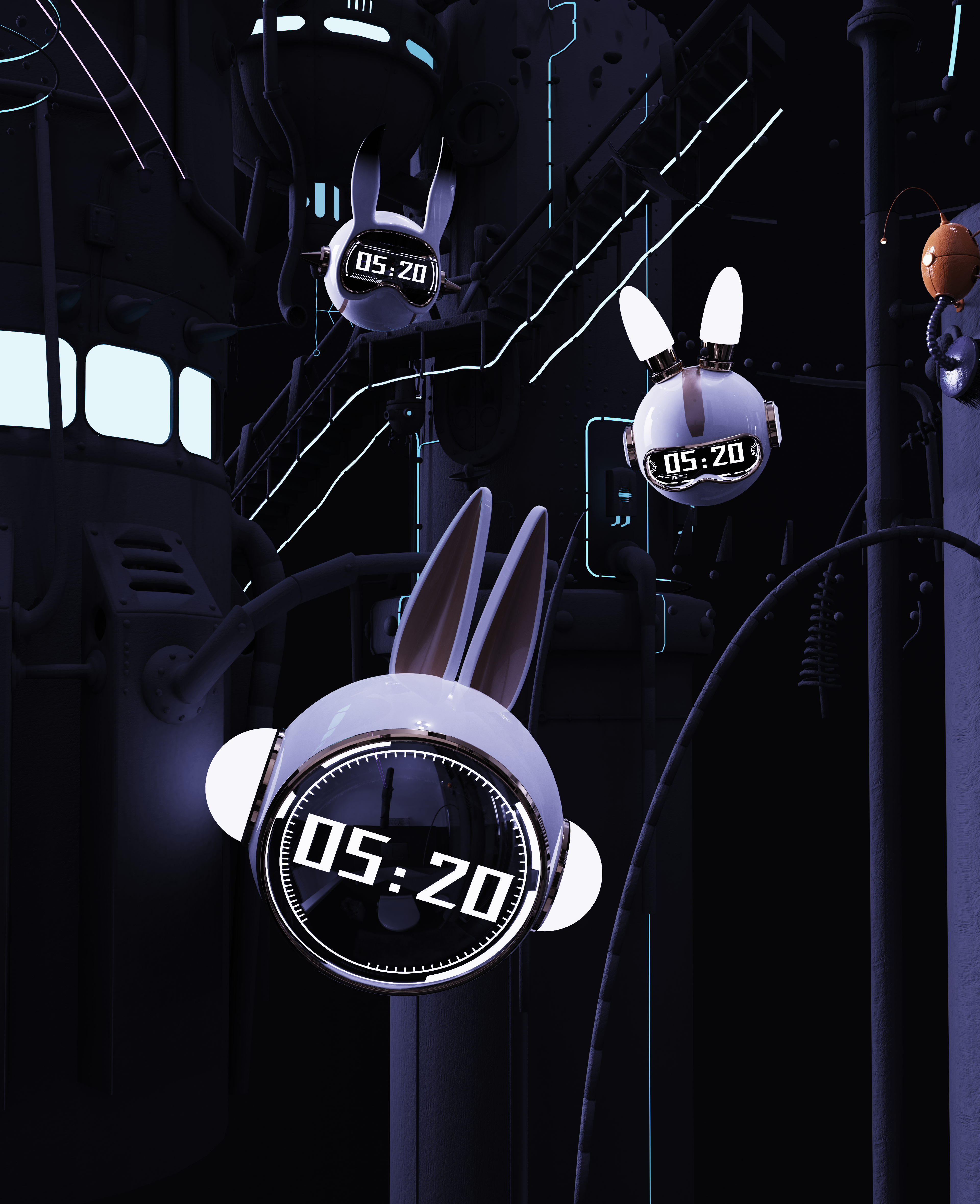 alarm clock，Product design，Night light，Home appliance design，industrial design，Tide play，Cyberpunk，interstellar，
