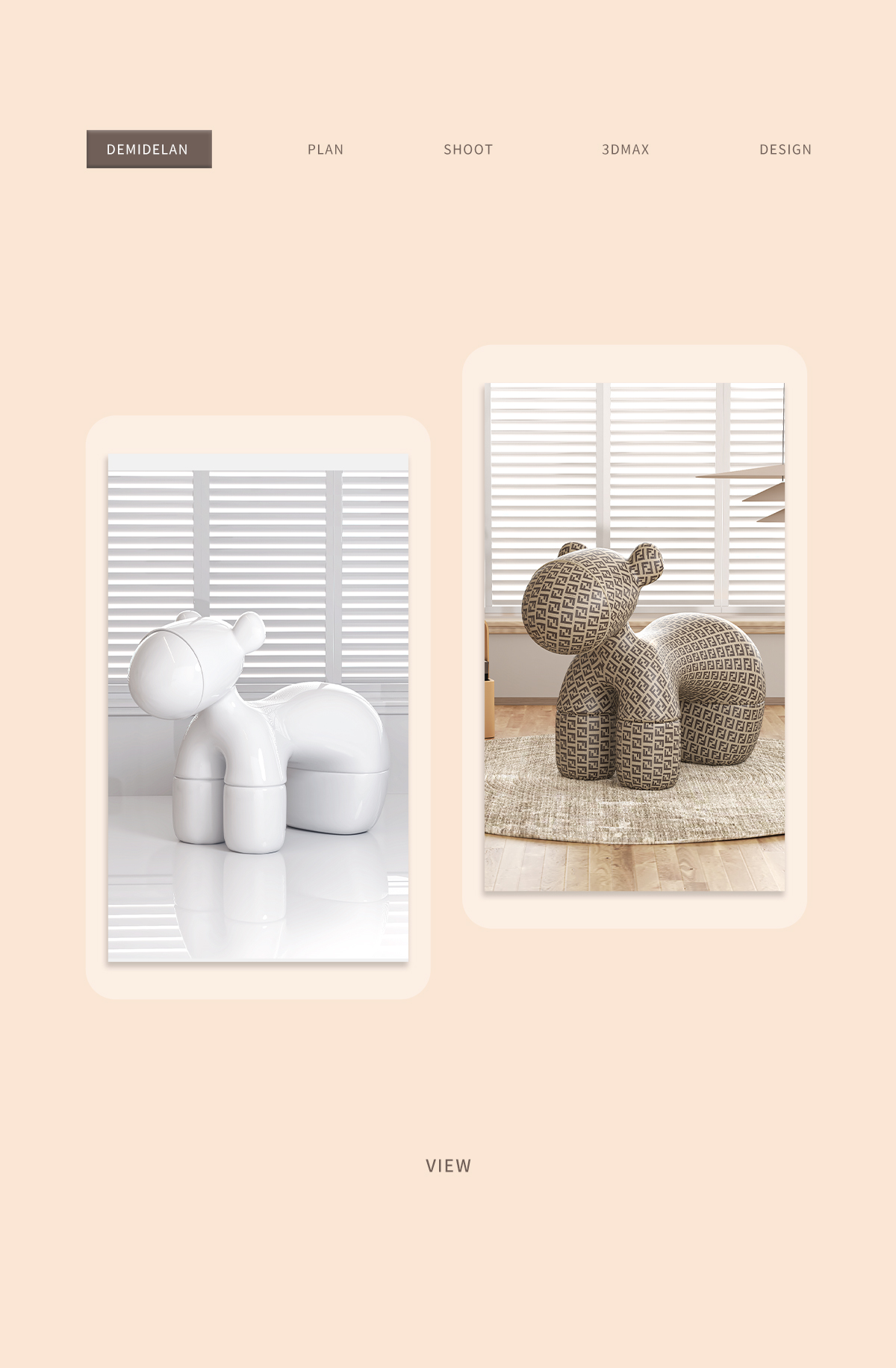 Pony stool，Children's stool，3d，Detail page，