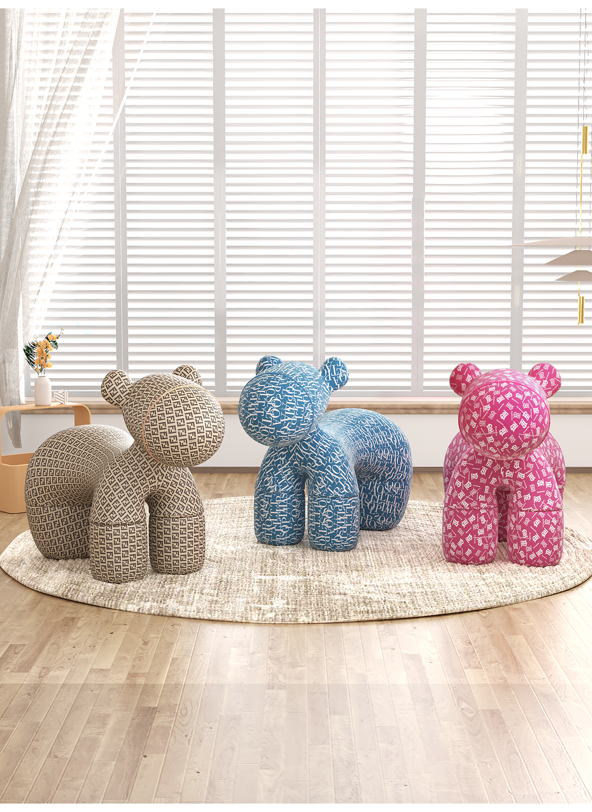 Pony stool，Children's stool，3d，Detail page，