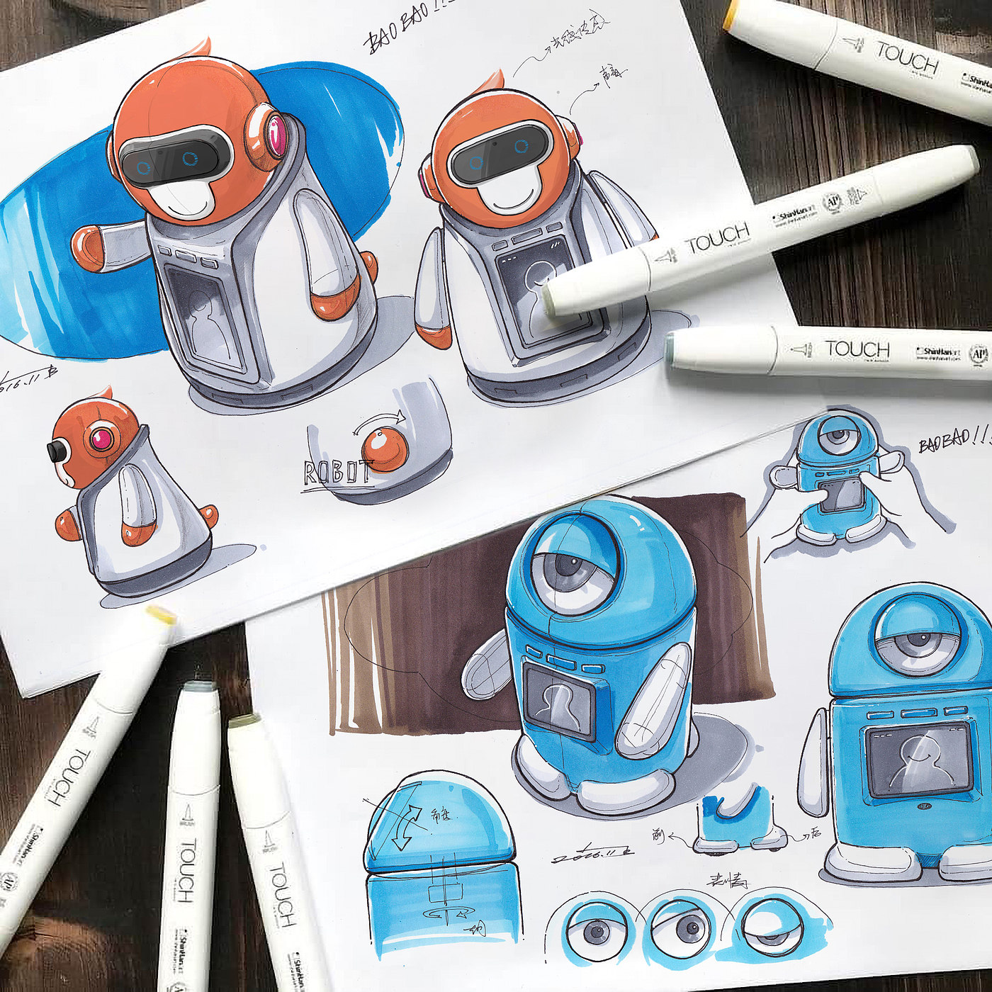 Hand drawn，industrial design，education，robot，sketch，
