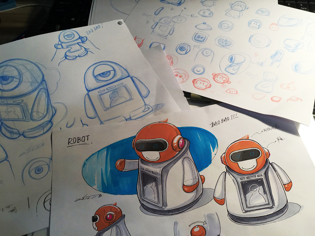 Hand drawn，industrial design，education，robot，sketch，