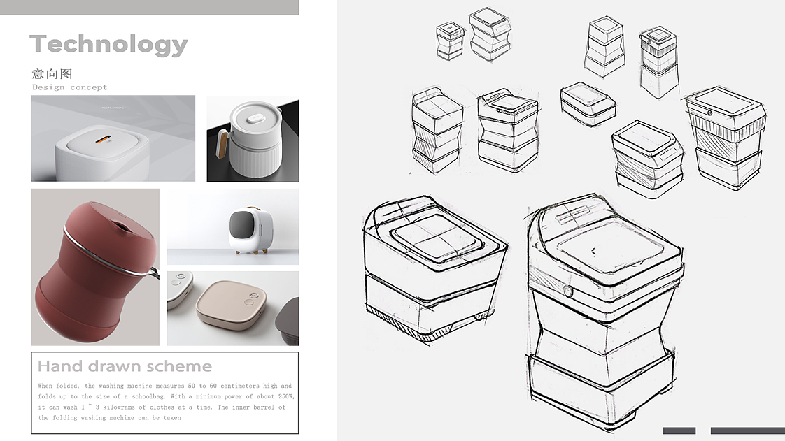 industrial design，product design，Folding washing machine，