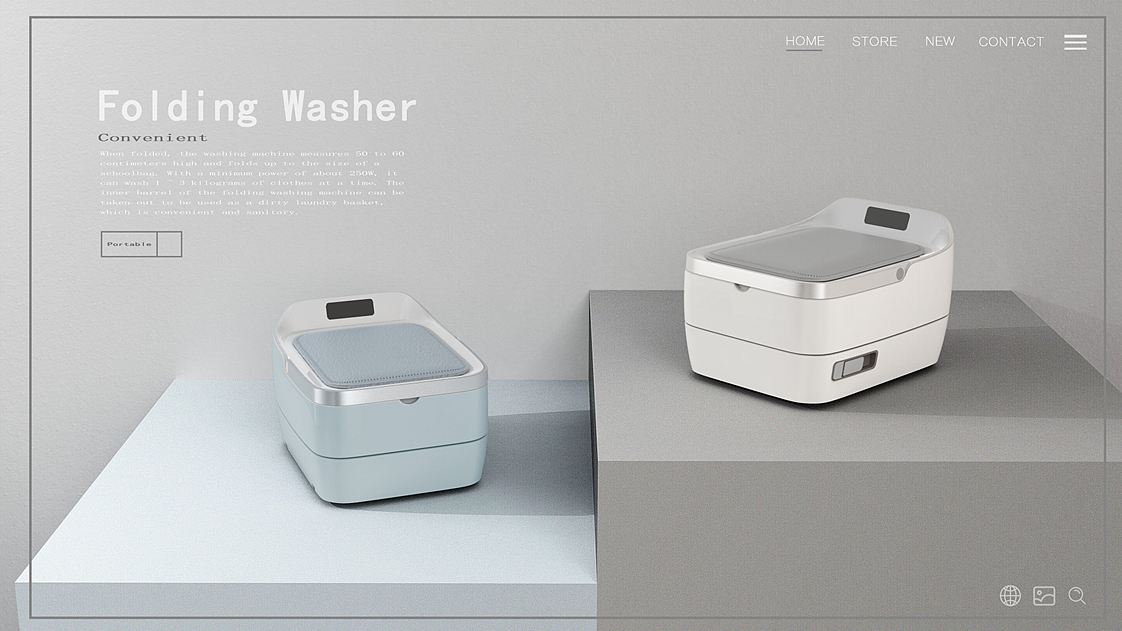 industrial design，product design，Folding washing machine，