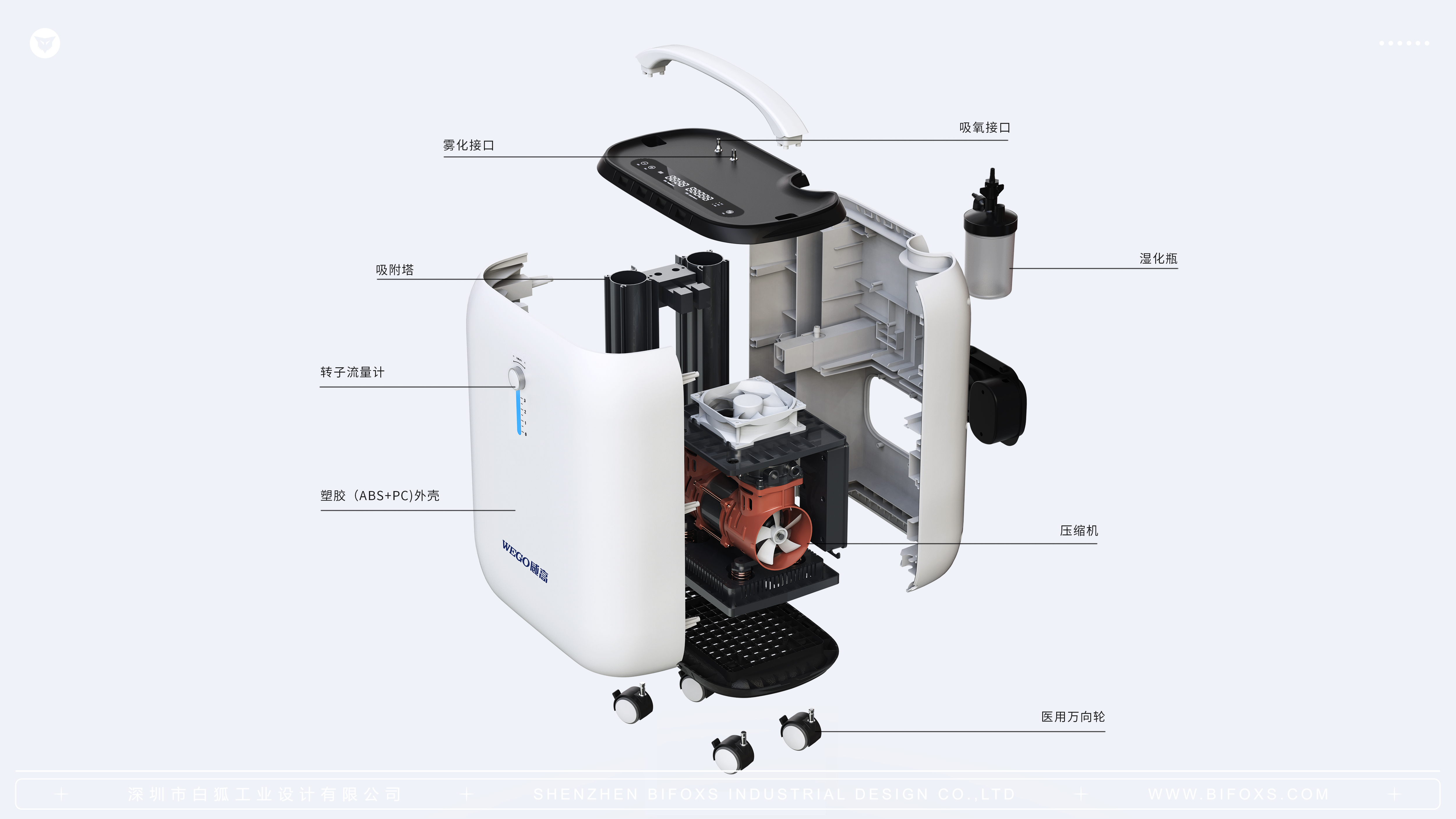 White fox design，product design，oxygenerator，medical care，apparatus，Healthcare，household electrical appliances，