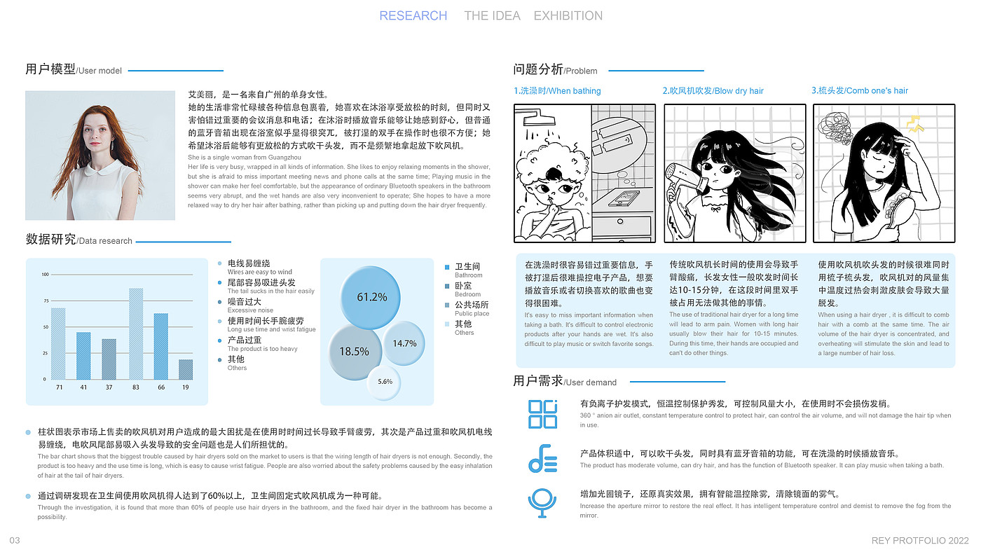 作品集，考研复试，吹风机，工业设计，卫浴用品，keyshot渲染，设计分析，