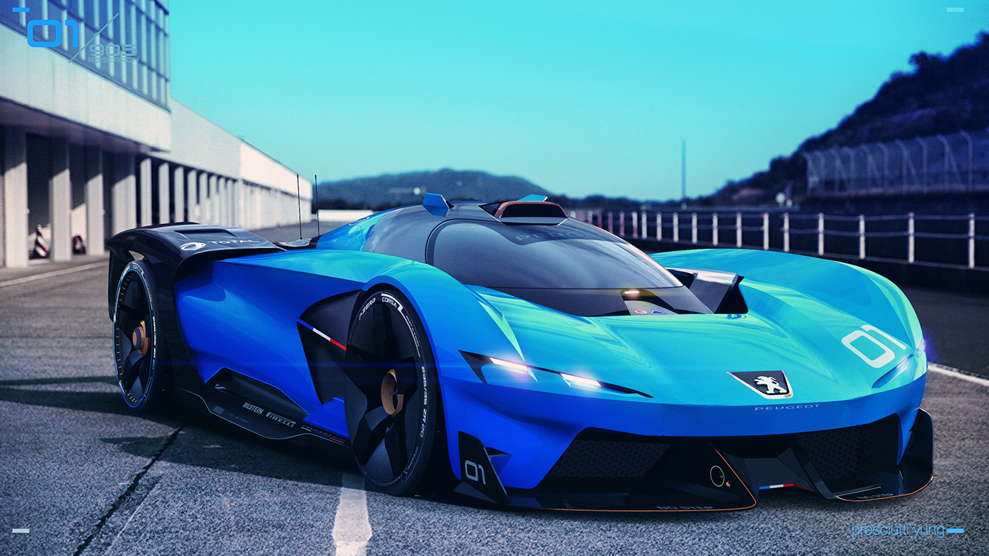 Peugeot cars，Automobile design，PEUGEOT 905 e，Super car，racing，idea sketch ，Modeling exercise，