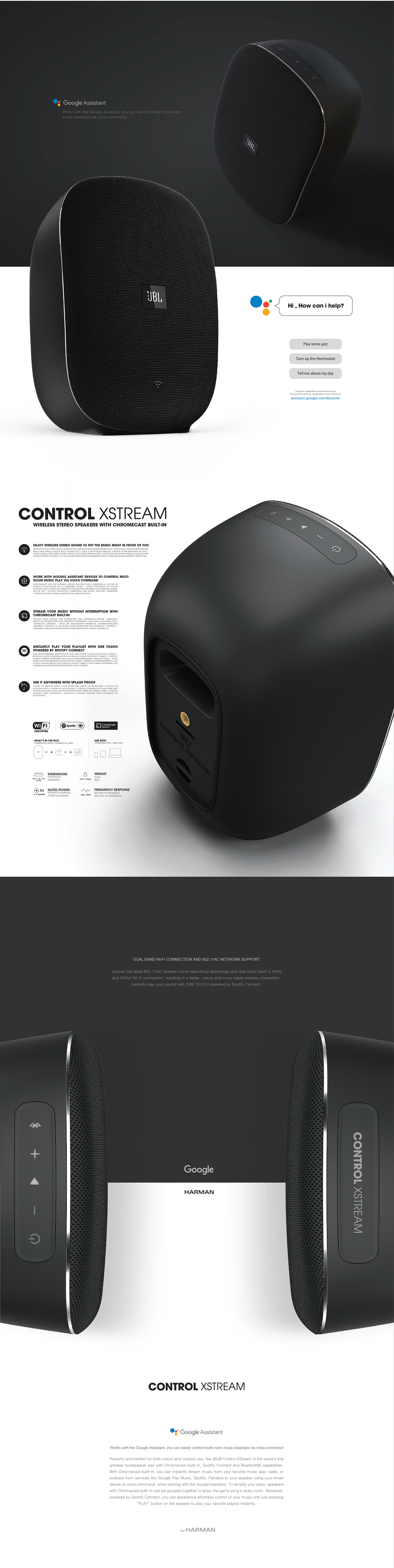 Wireless speaker，sound，JBL speaker，CONTROLXSTREAM，Home audio equipment，black，harman，Reprint，