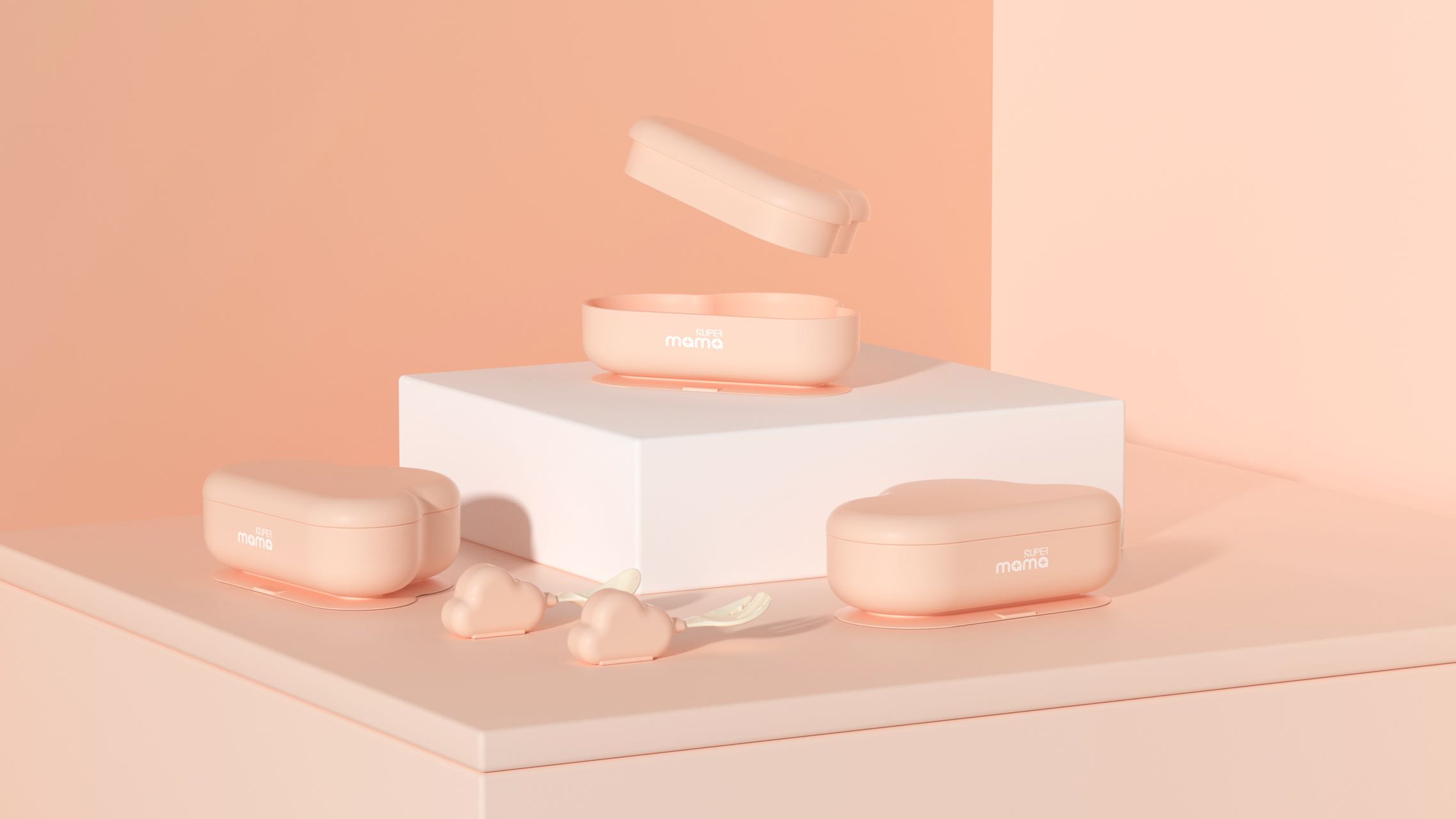 bowl，children，Mother and baby，Lunch box，baby，cloud，Fork spoon，