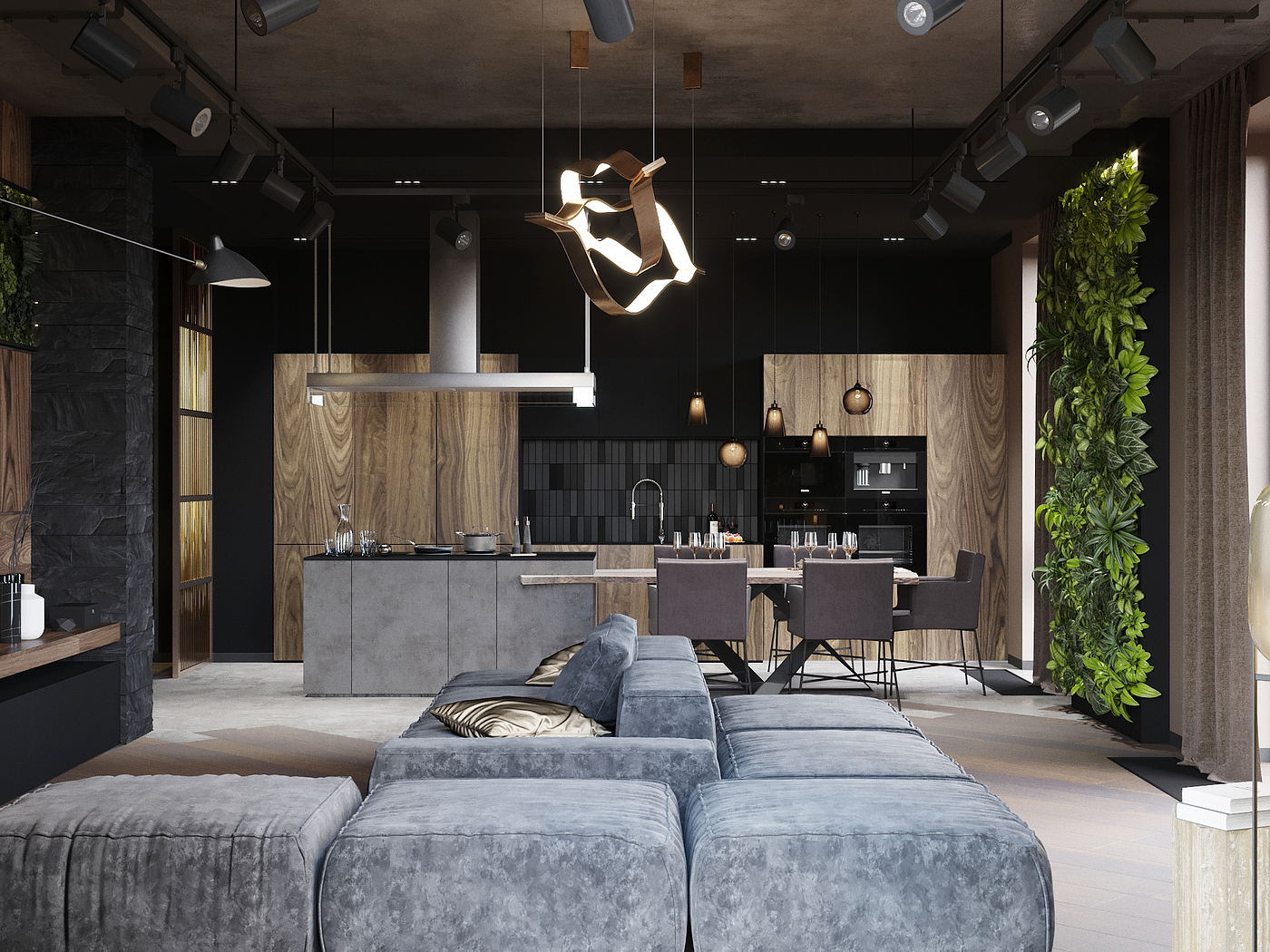 Interior design，Grey sofa，good-looking，
