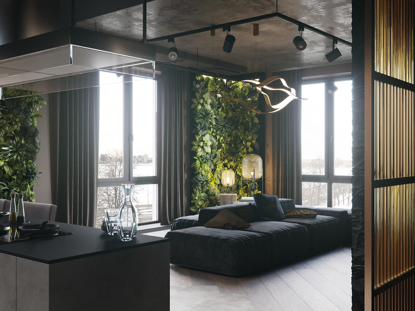 Interior design，Grey sofa，good-looking，