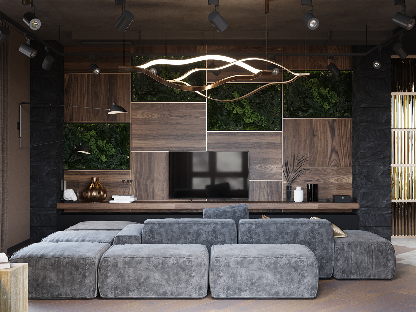 Interior design，Grey sofa，good-looking，