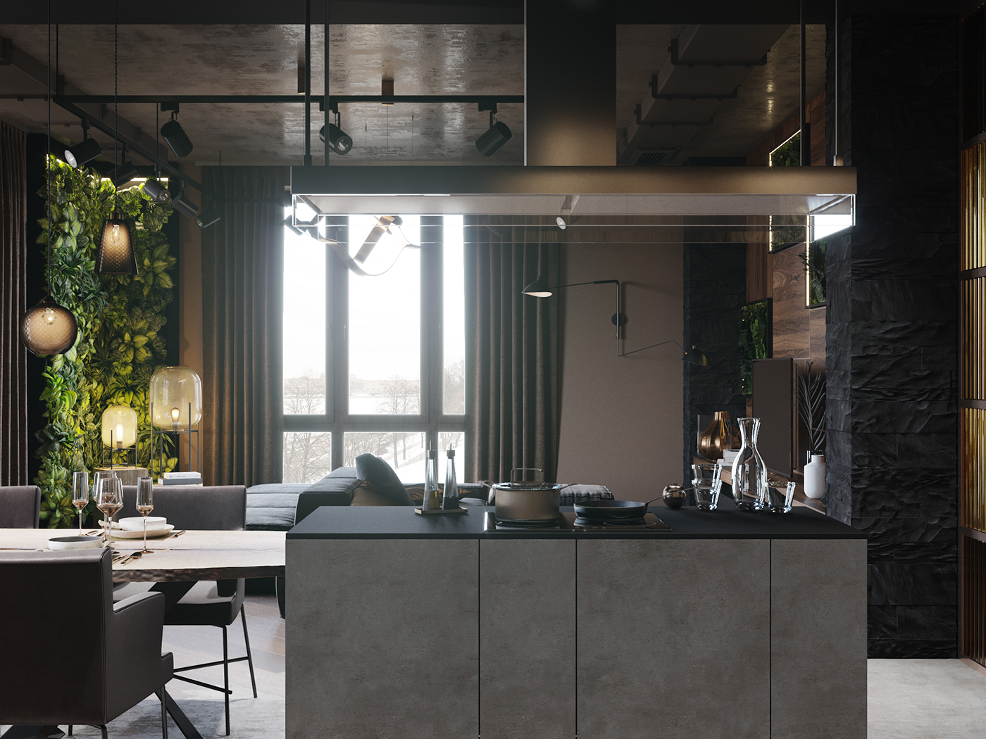 Interior design，Grey sofa，good-looking，