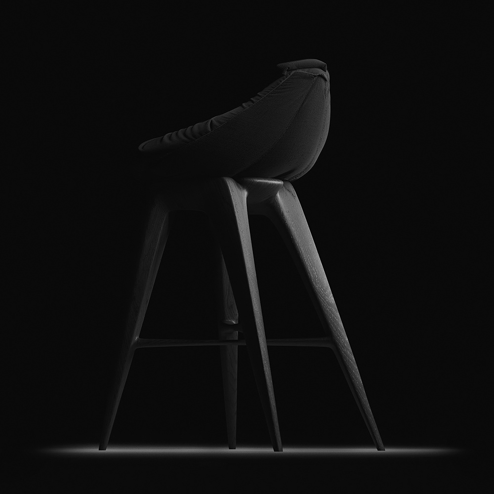 stool，black，white，wooden ，