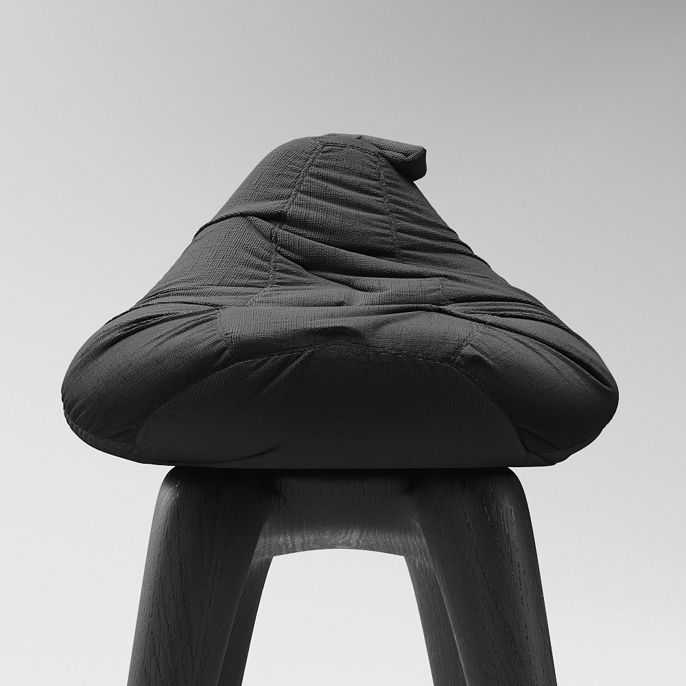 stool，black，white，wooden ，