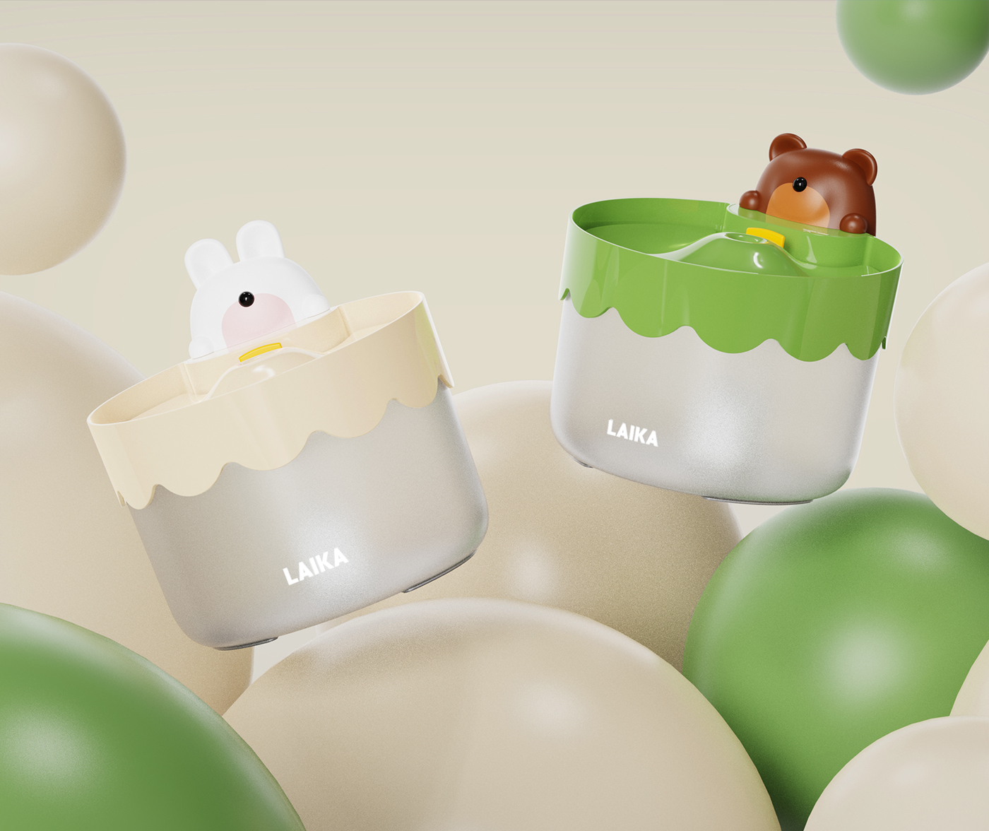 Pet Supplies & Pet，Pet water dispenser，Kitty，Cute cartoon，Time，Bear rabbit，