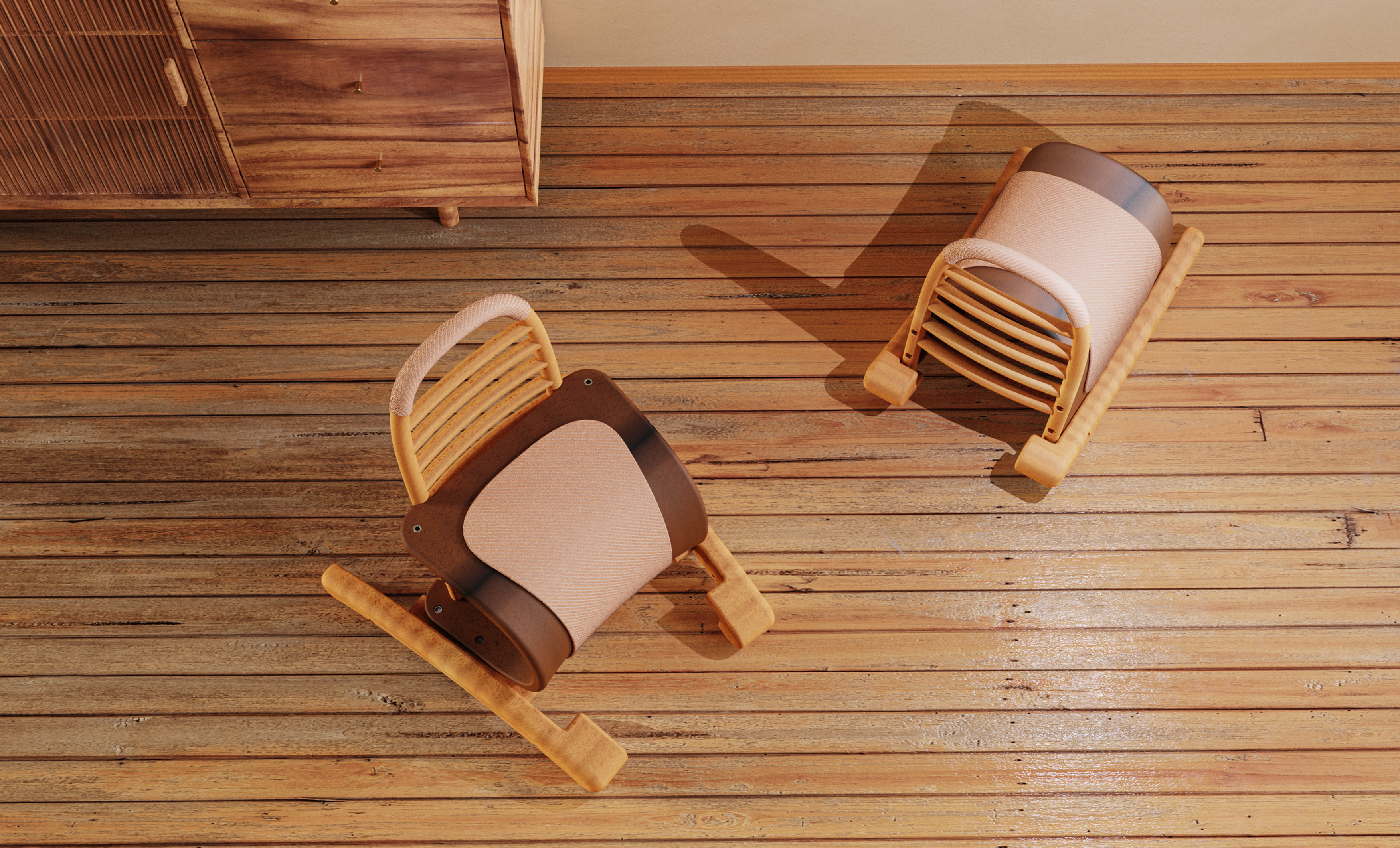 furniture，Creative furniture design，solid wood，Trojan horse，Children's rocking chair，