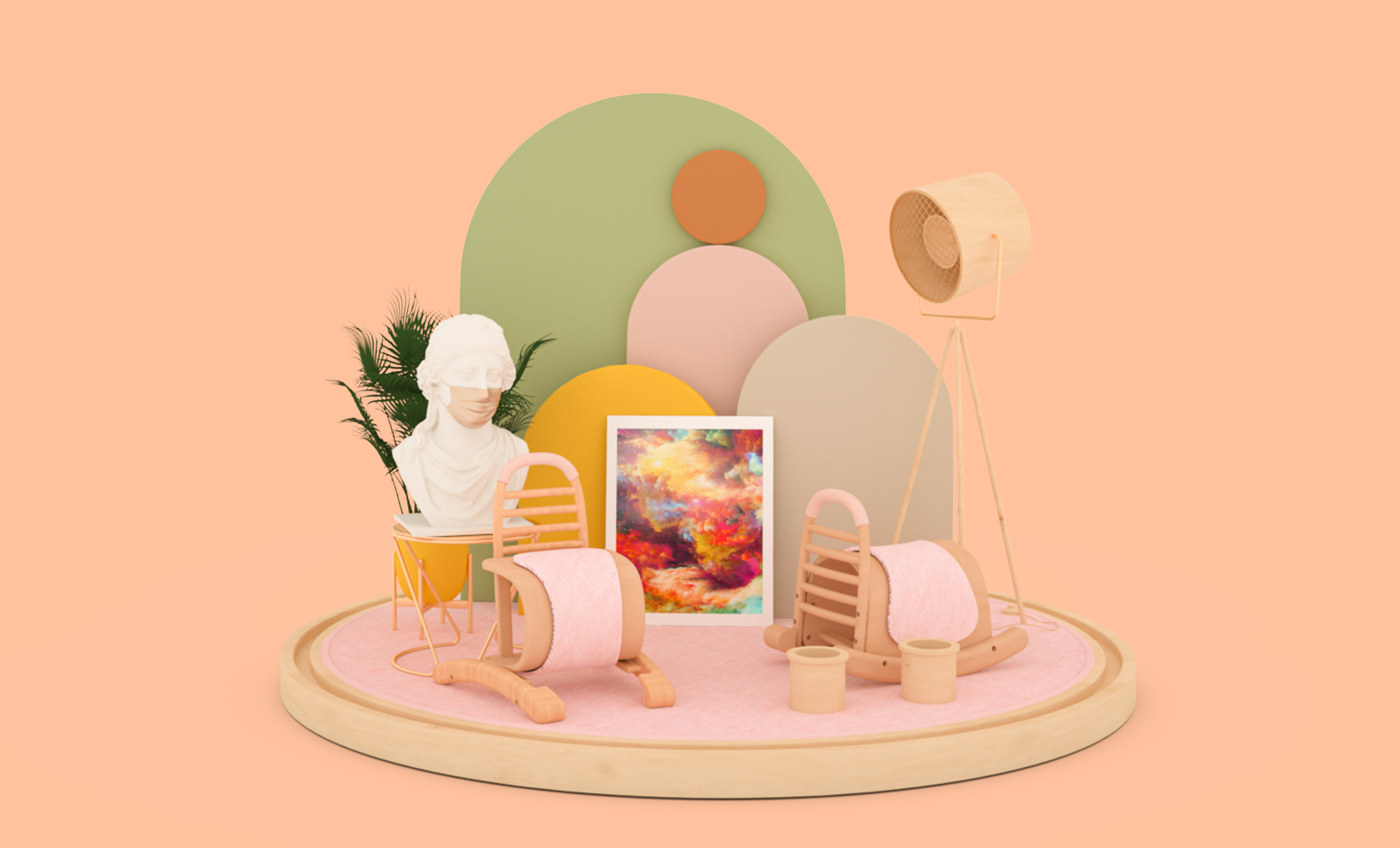 furniture，Creative furniture design，solid wood，Trojan horse，Children's rocking chair，