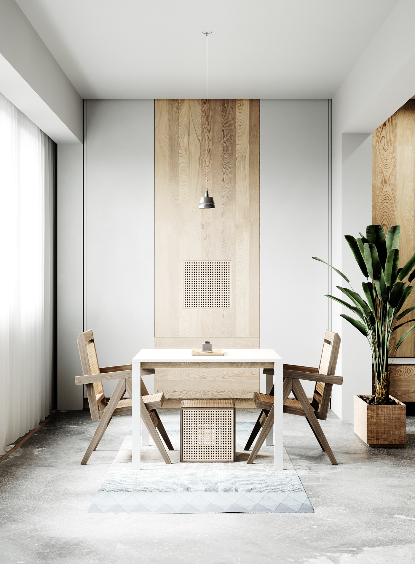 Interior design，Rendering，Nordic style，Architecture，furniture，