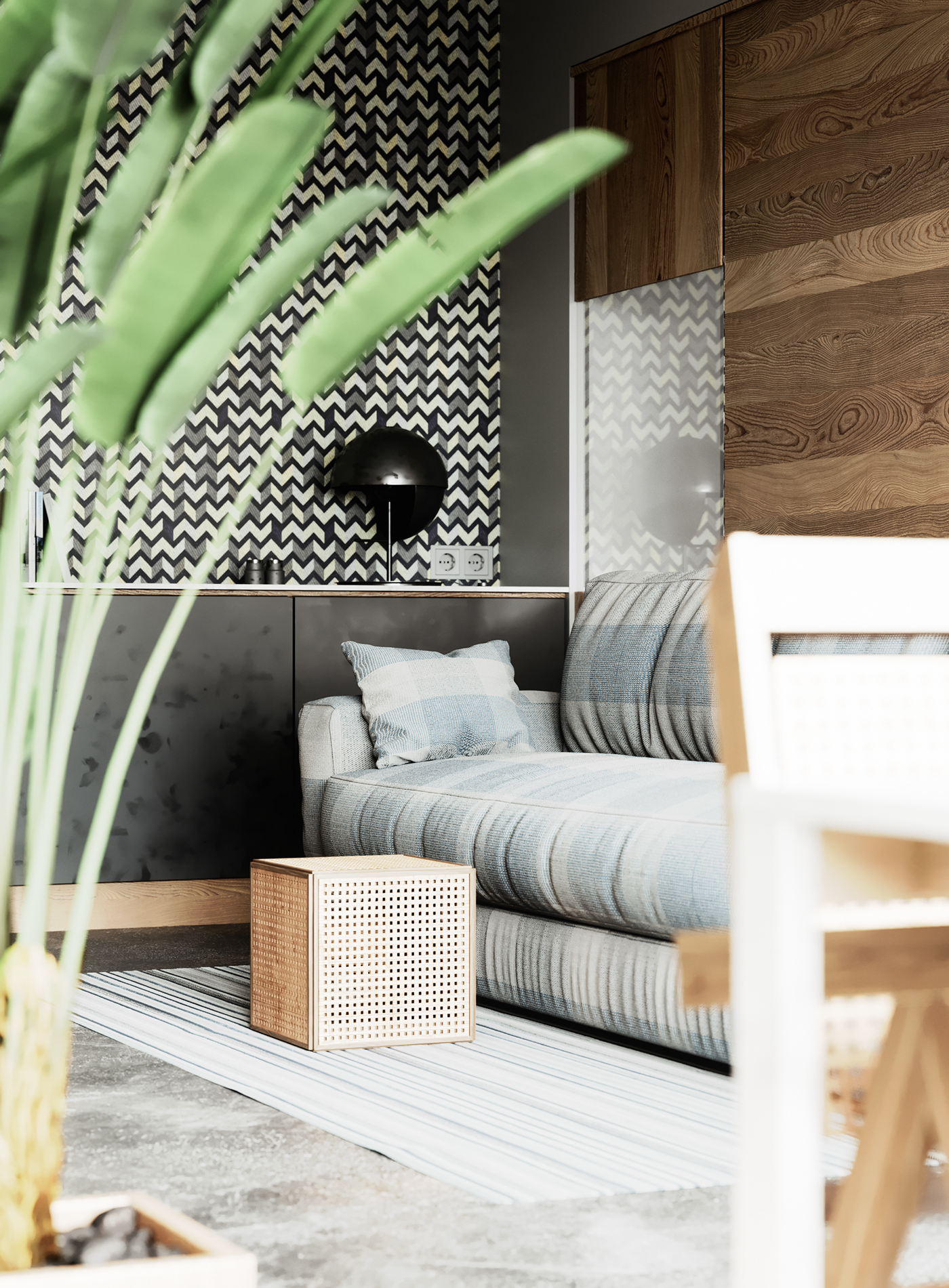 Interior design，Rendering，Nordic style，Architecture，furniture，