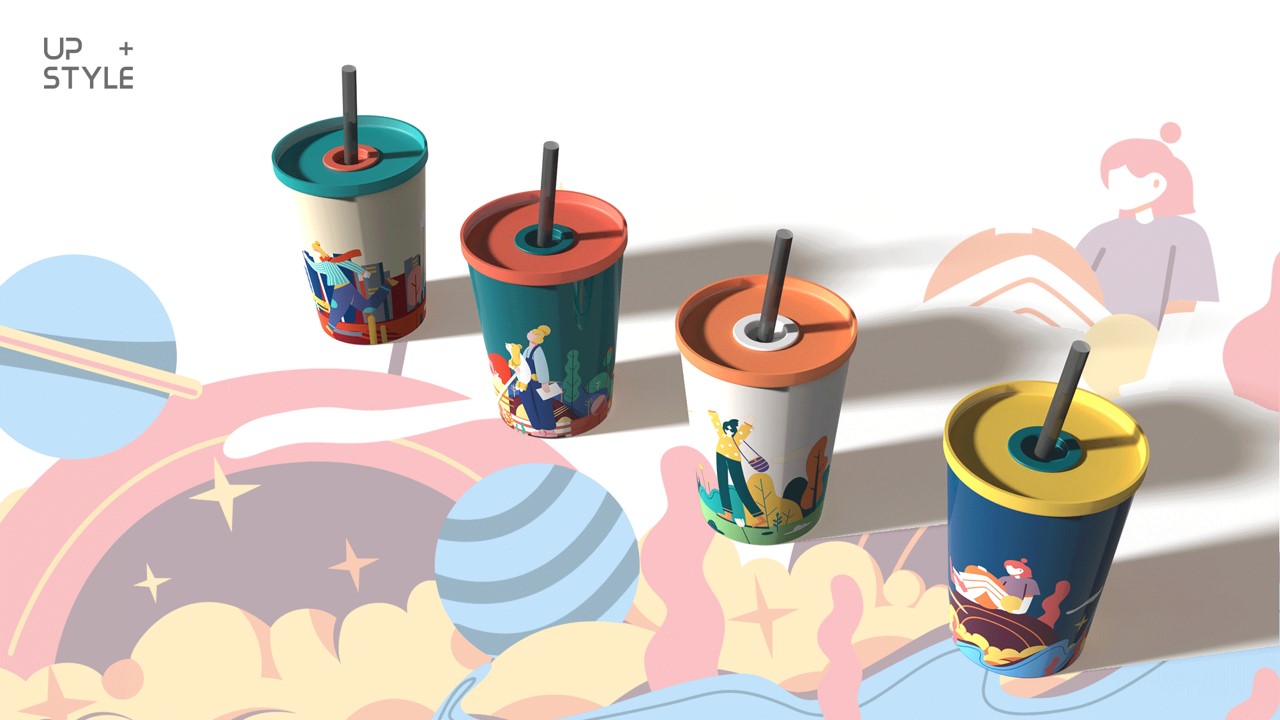 Illustration，packing，Tumbler ，