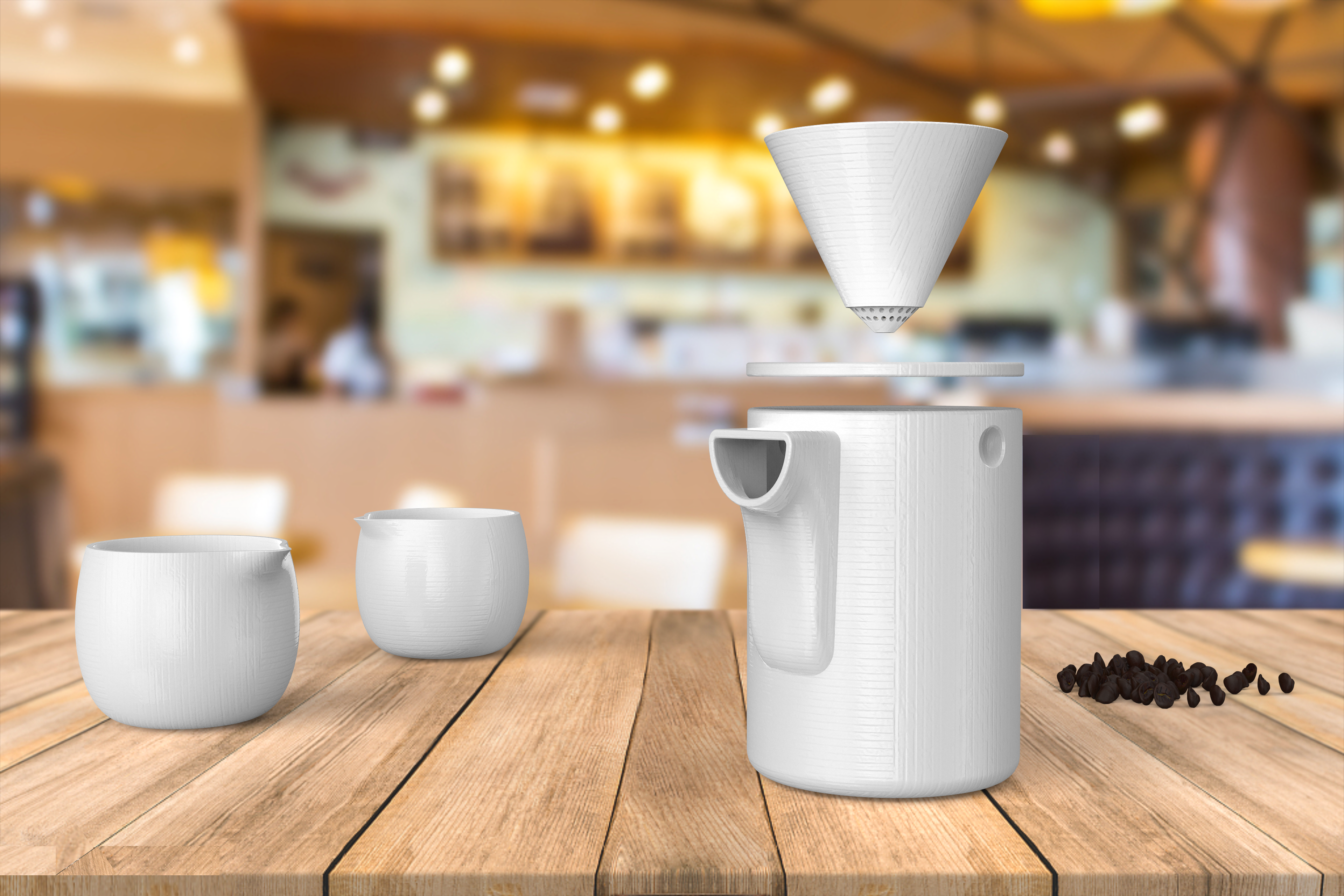 coffee service，ceramics，product design，white，texture，