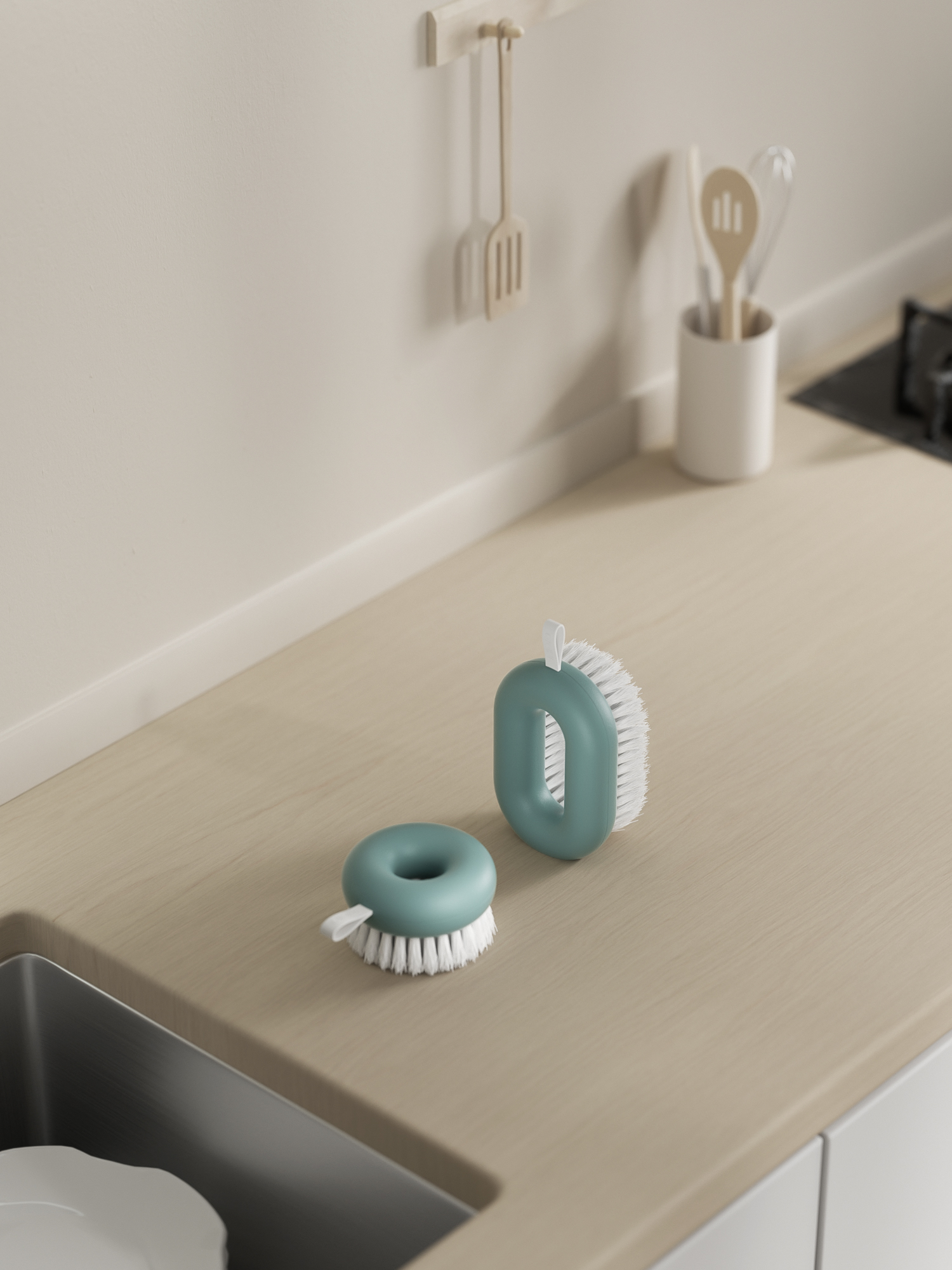 industrial design，Qinmei Qimi，Home Furnishing，kitchen，industrial design，Science and technology ring，doughnut，Ring cleaning brush，