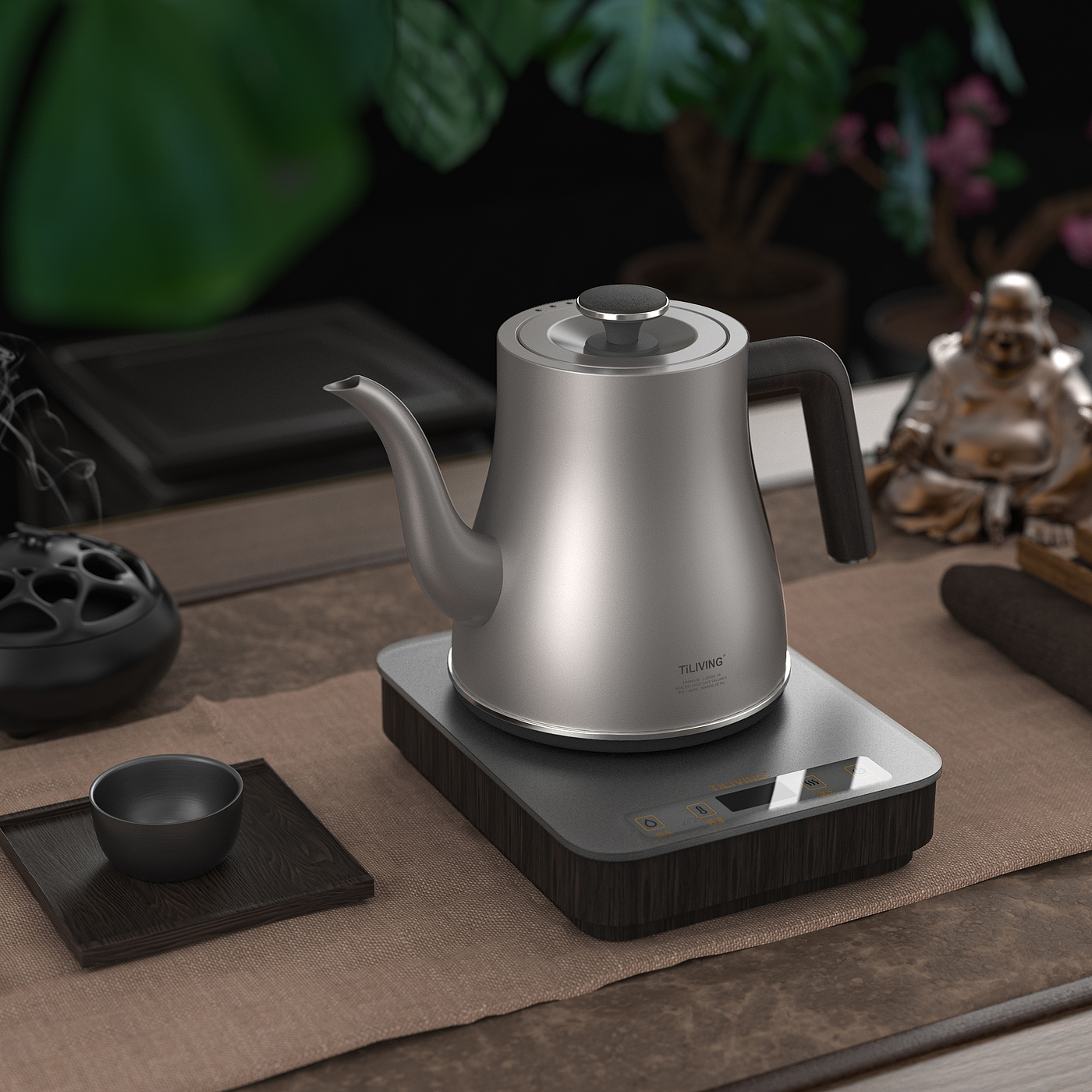 household electrical appliances，Automatic water supply，teapot，Scene map，product design，industrial design，keyshot，rhino，