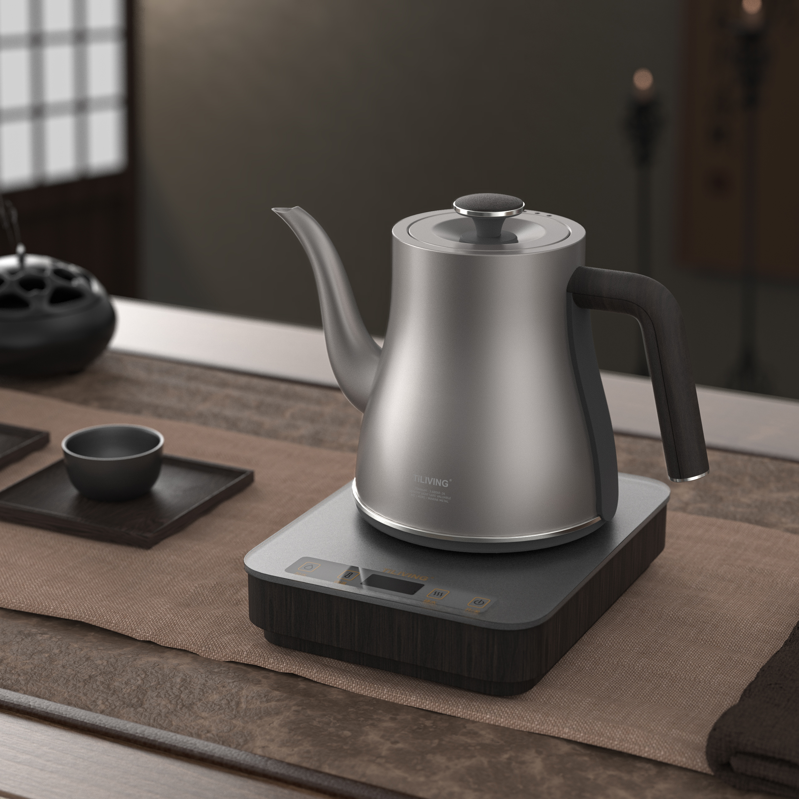 household electrical appliances，Automatic water supply，teapot，Scene map，product design，industrial design，keyshot，rhino，