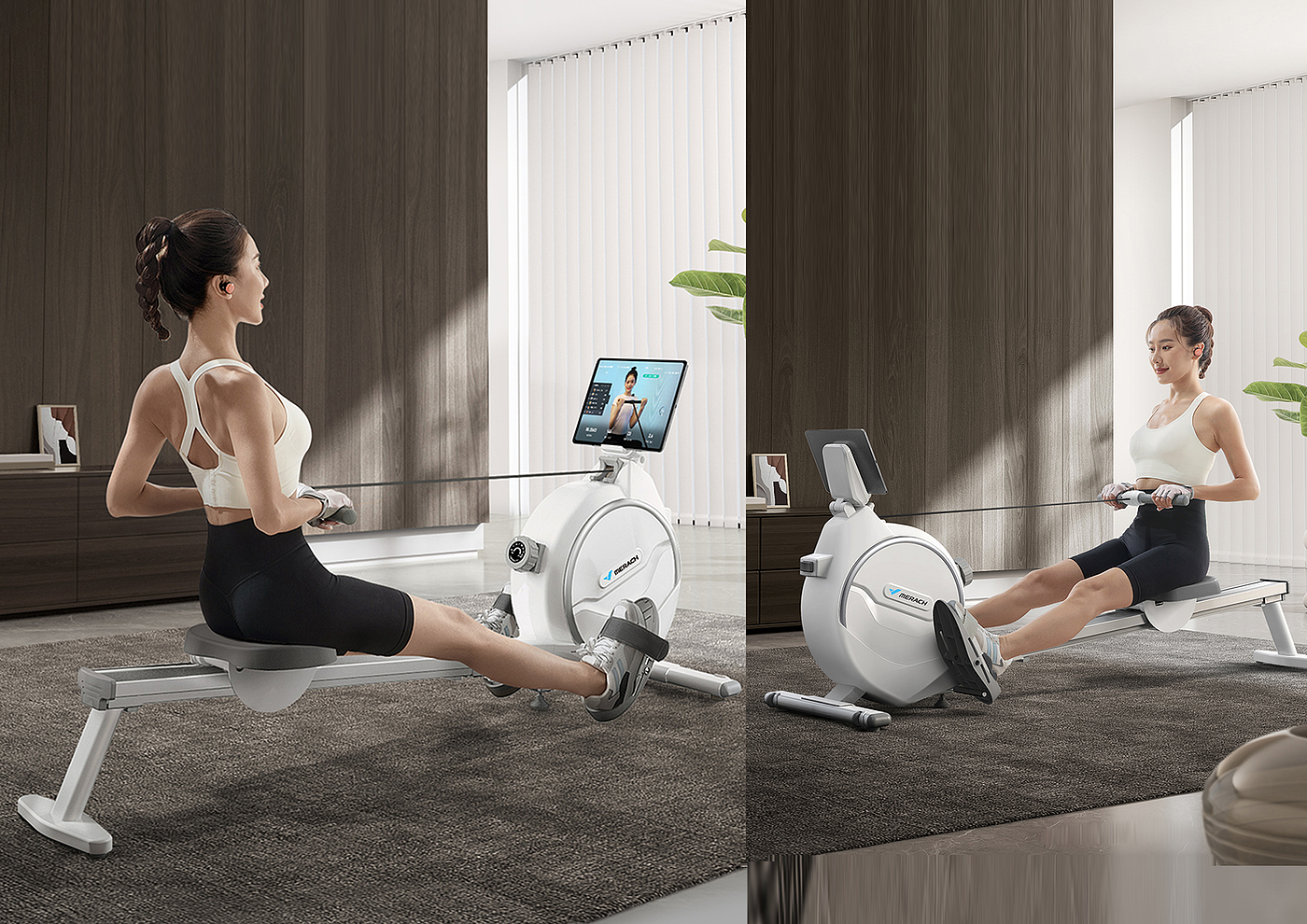 Magnetically controlled rowing device，Rowing machine，Sports equipment，